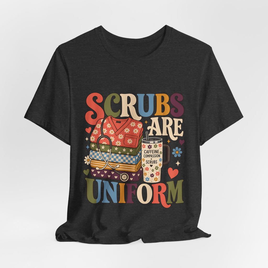 "Scrubs Are My Uniform" Retro Nurse T-Shirt — Funny Nurse Graphic Tee