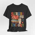 "Scrubs Are My Uniform" Retro Nurse T-Shirt — Funny Nurse Graphic Tee