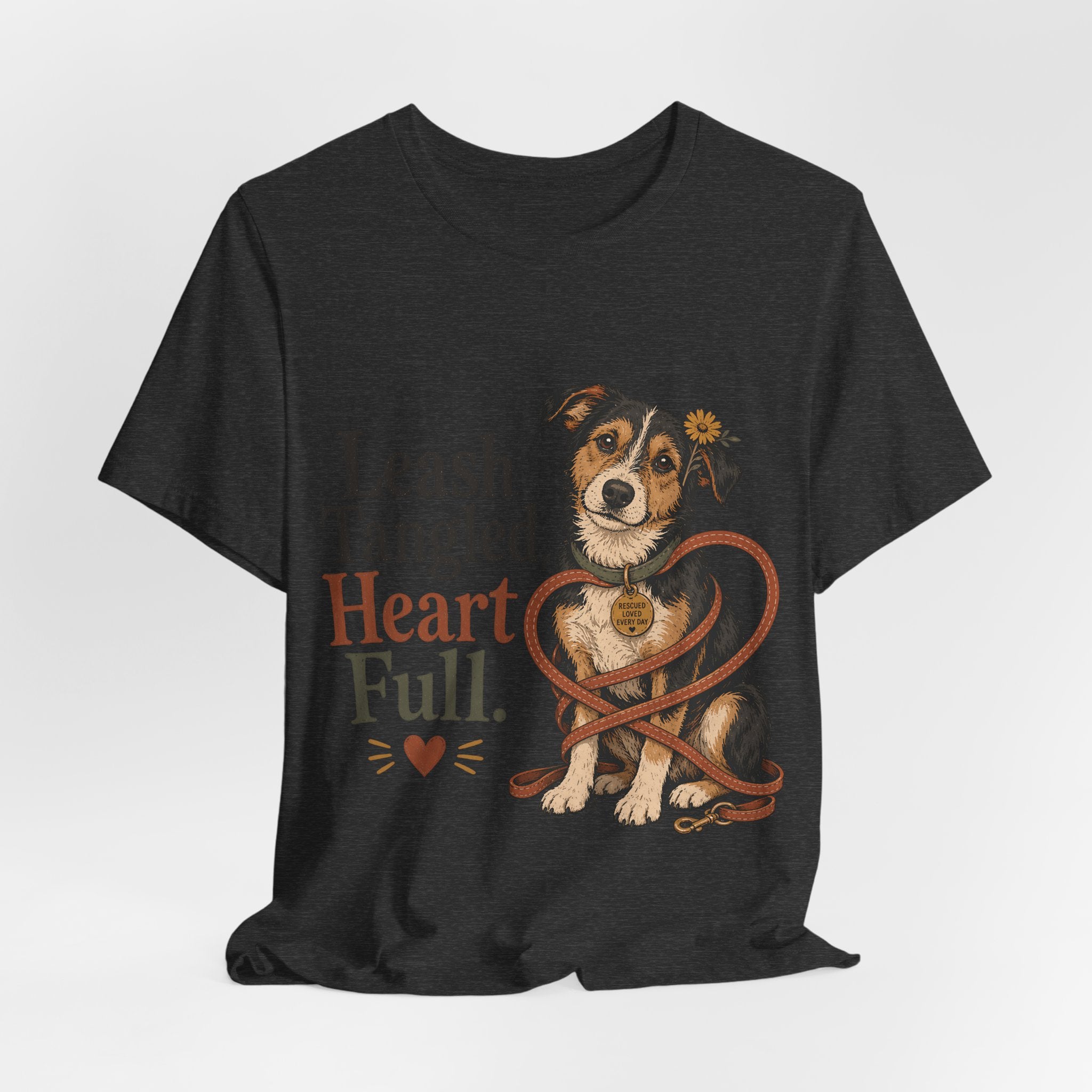 "Leash Tangled, Heart Full" Dog Lover T-Shirt — Dog Mom Graphic Tee