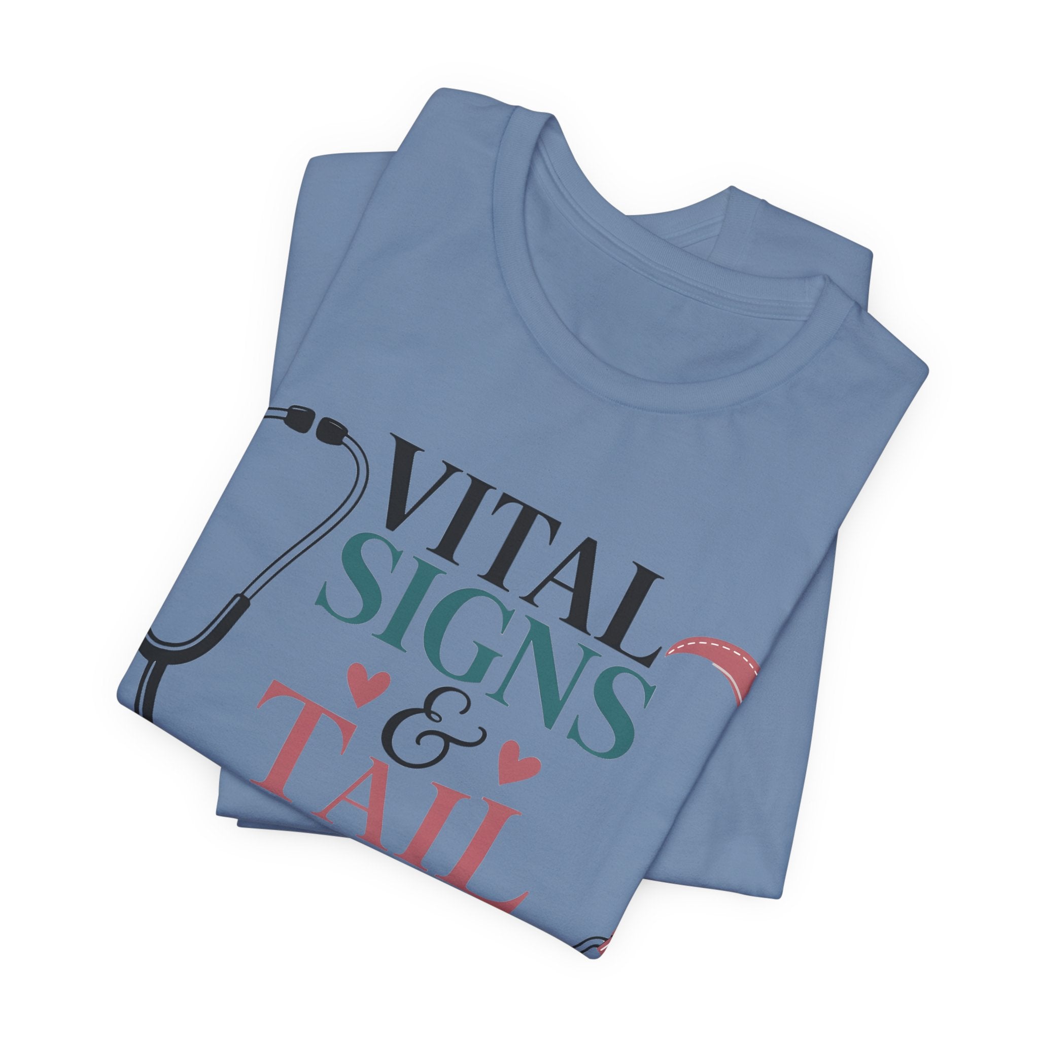 Vital Signs & Tail Wags Tee - Nurse Vet Stethoscope Paw Print T-Shirt