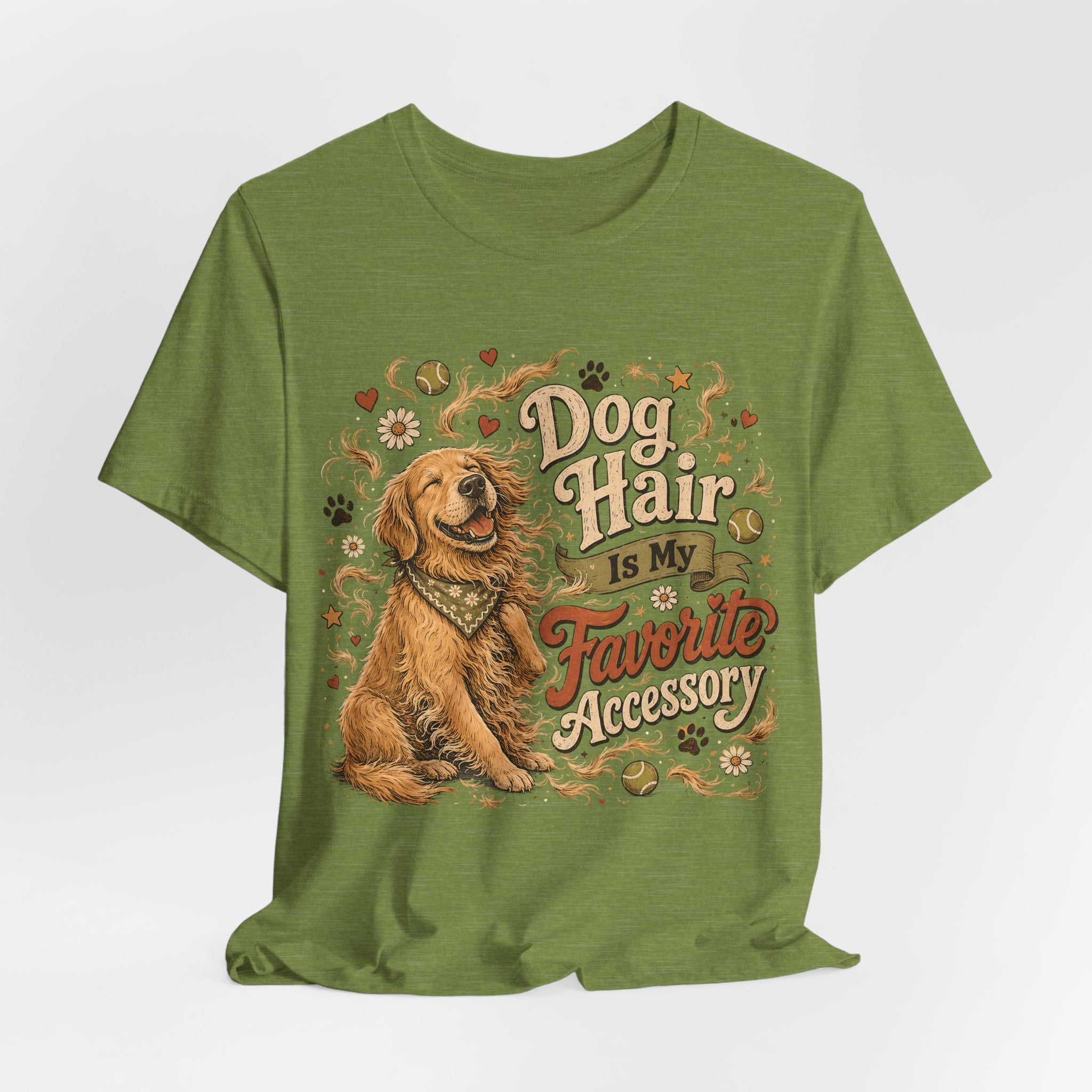 Dog Hair Is My Favorite Accessory T-Shirt — Cute Golden Retriever Tee for Dog Lovers