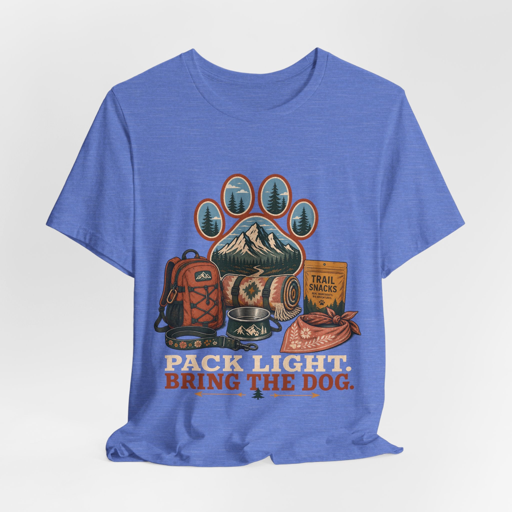"Pack Light Bring The Dog" T-Shirt — Hiking Dog Lover Graphic Tee