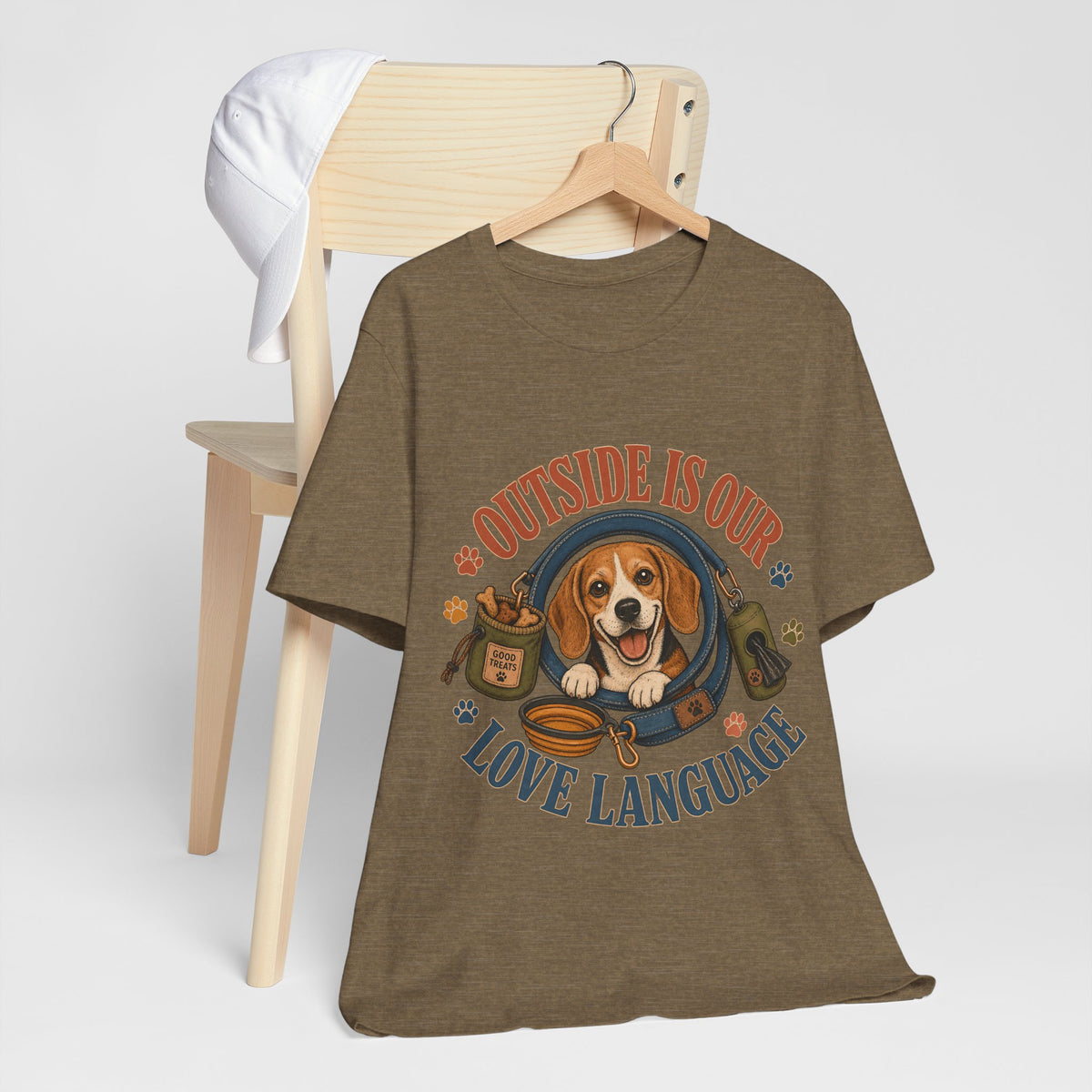"Outside Is Our Love Language" Beagle T-Shirt — Retro Dog Lover Graphic Tee