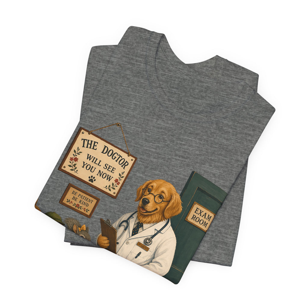 Dog Doctor Tee — Vintage Veterinary Illustration T-Shirt (The Doctor Will See You Now)