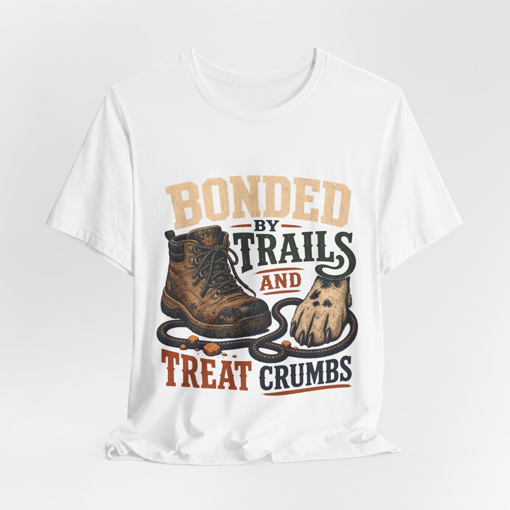 "Bonded By Trails And Treat Crumbs" Dog Lover T-Shirt — Hiking Dog Graphic Tee