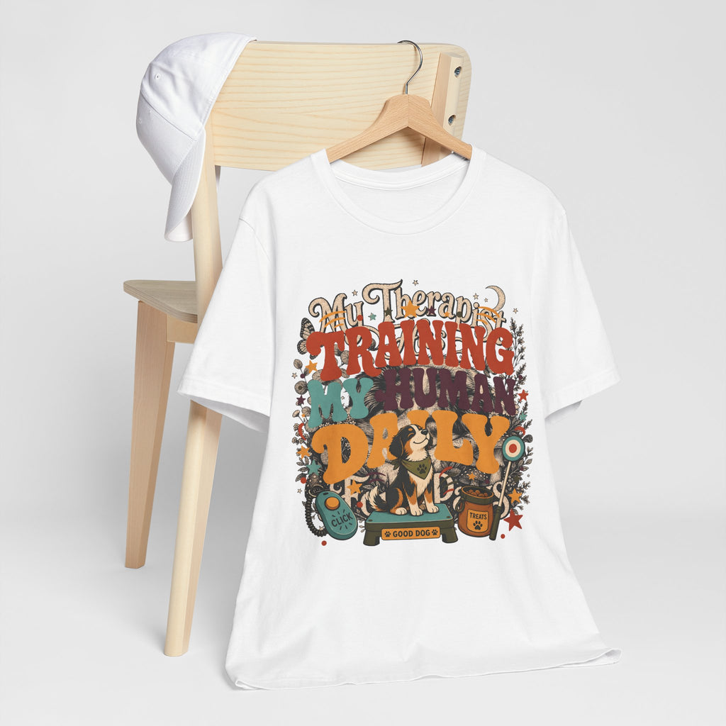 "Training My Human Daily" Dog T-Shirt — Funny Retro Pet Parent Graphic Tee