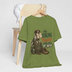 "My Hiking Buddy Has No Off Switch" Dog Lover T-Shirt — Hiking Dog Graphic Tee