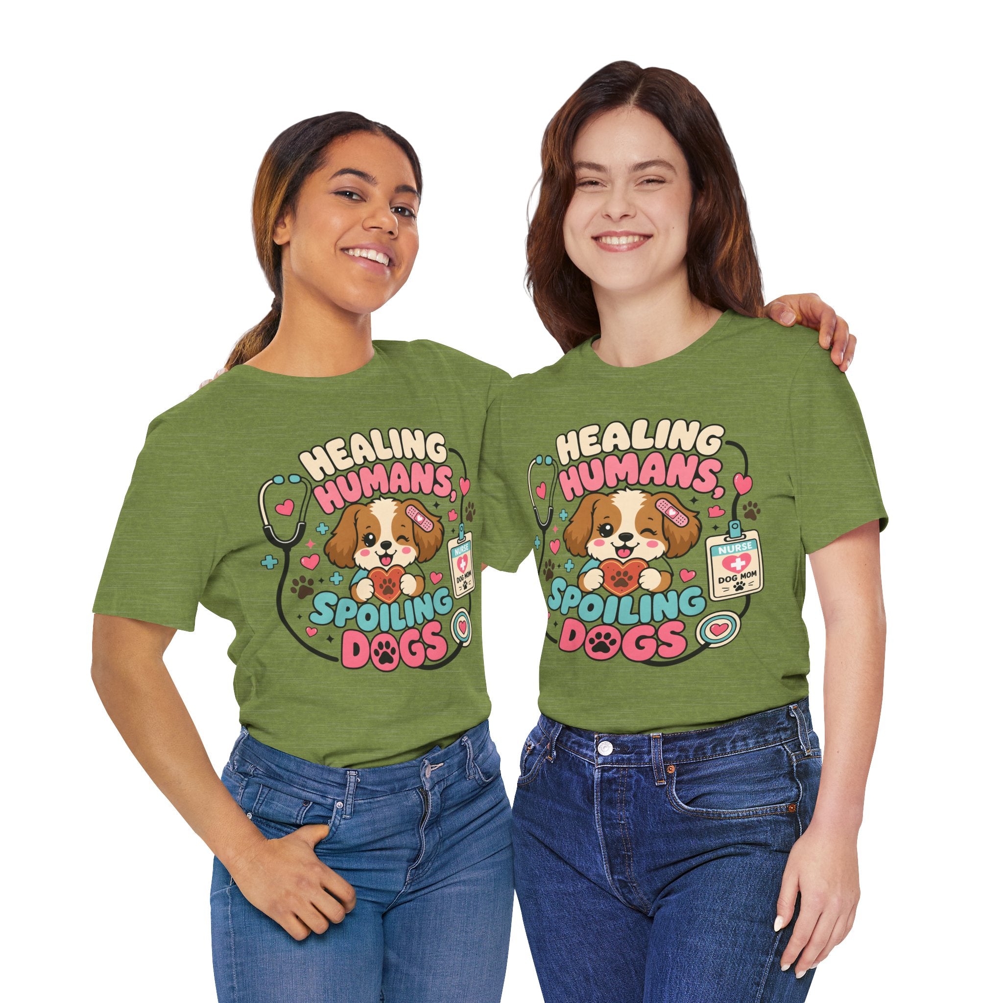 Healing Humans, Spoiling Dogs T‑Shirt — Cute Veterinary Nurse Dog Mom Tee
