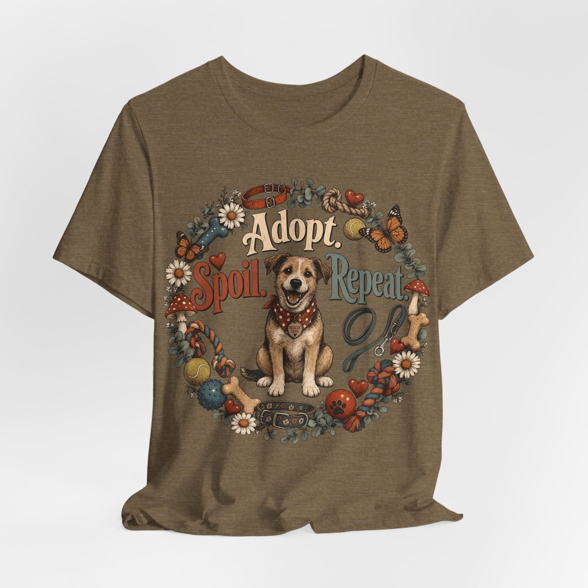 Adopt Spoil Repeat Dog T-Shirt – Cute Rescue Puppy Rescue Lover Tee