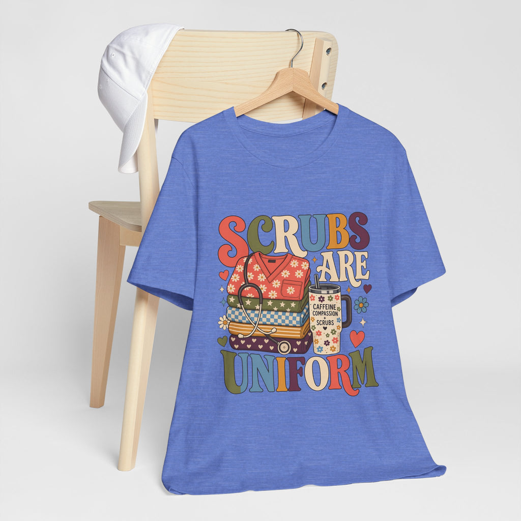 "Scrubs Are My Uniform" Retro Nurse T-Shirt — Funny Nurse Graphic Tee