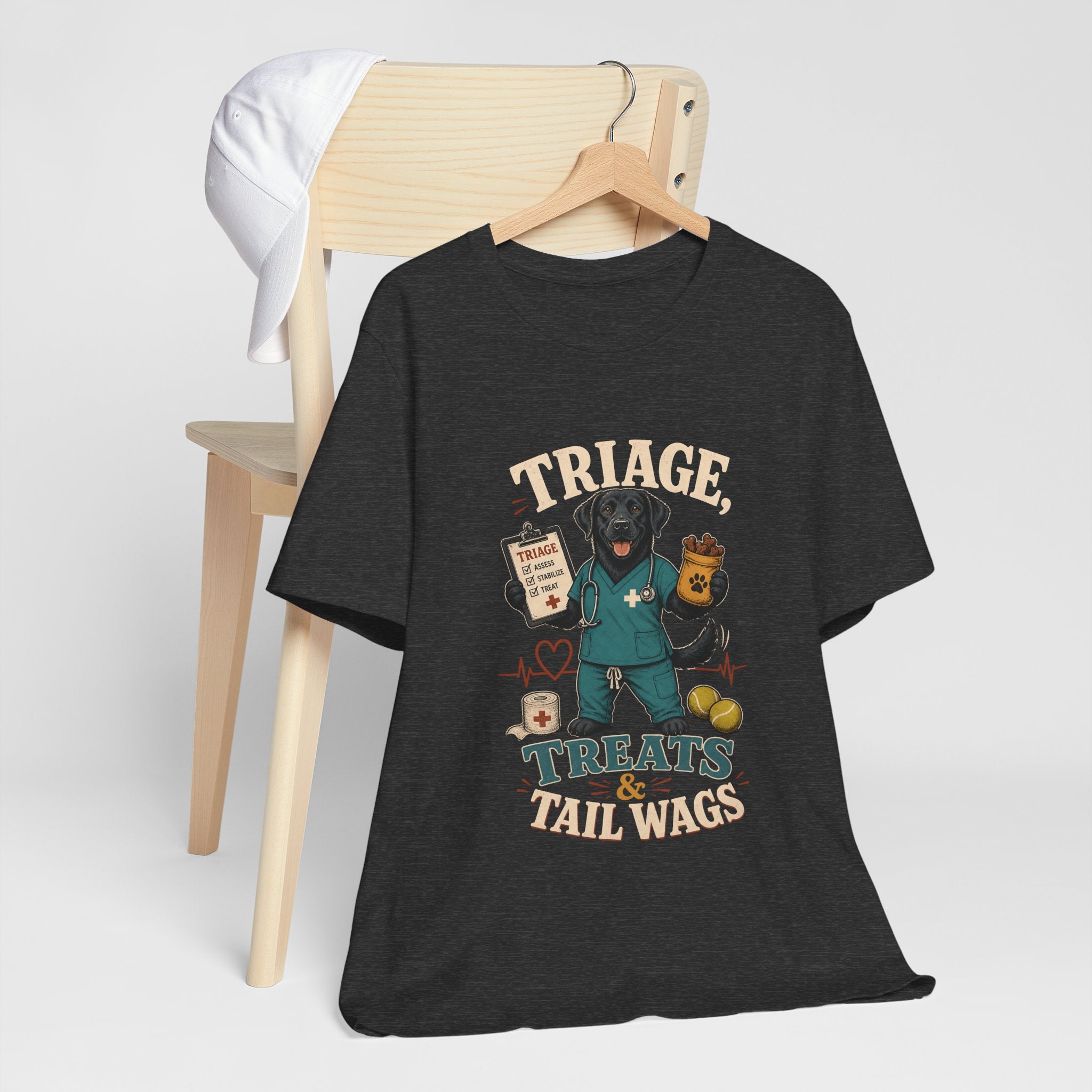 "Triage, Treats & Tail Wags" Dog Lover T-Shirt — Dog Nurse Graphic Tee