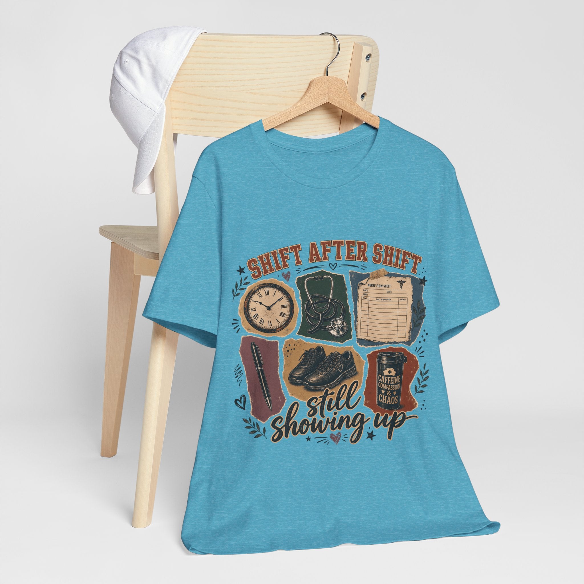 "Shift After Shift" Nurse T-Shirt — Still Showing Up Nurse Graphic Tee