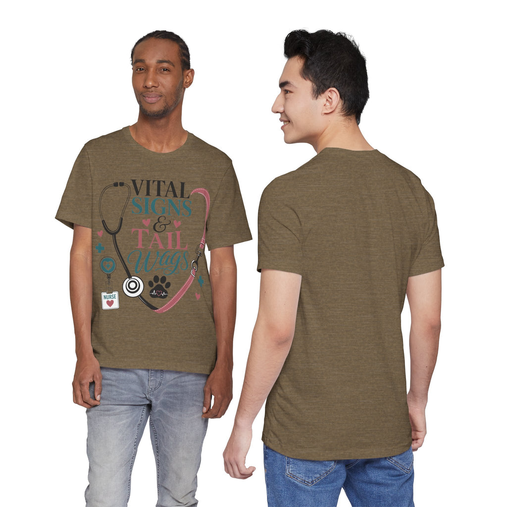 Vital Signs & Tail Wags Tee - Nurse Vet Stethoscope Paw Print T-Shirt