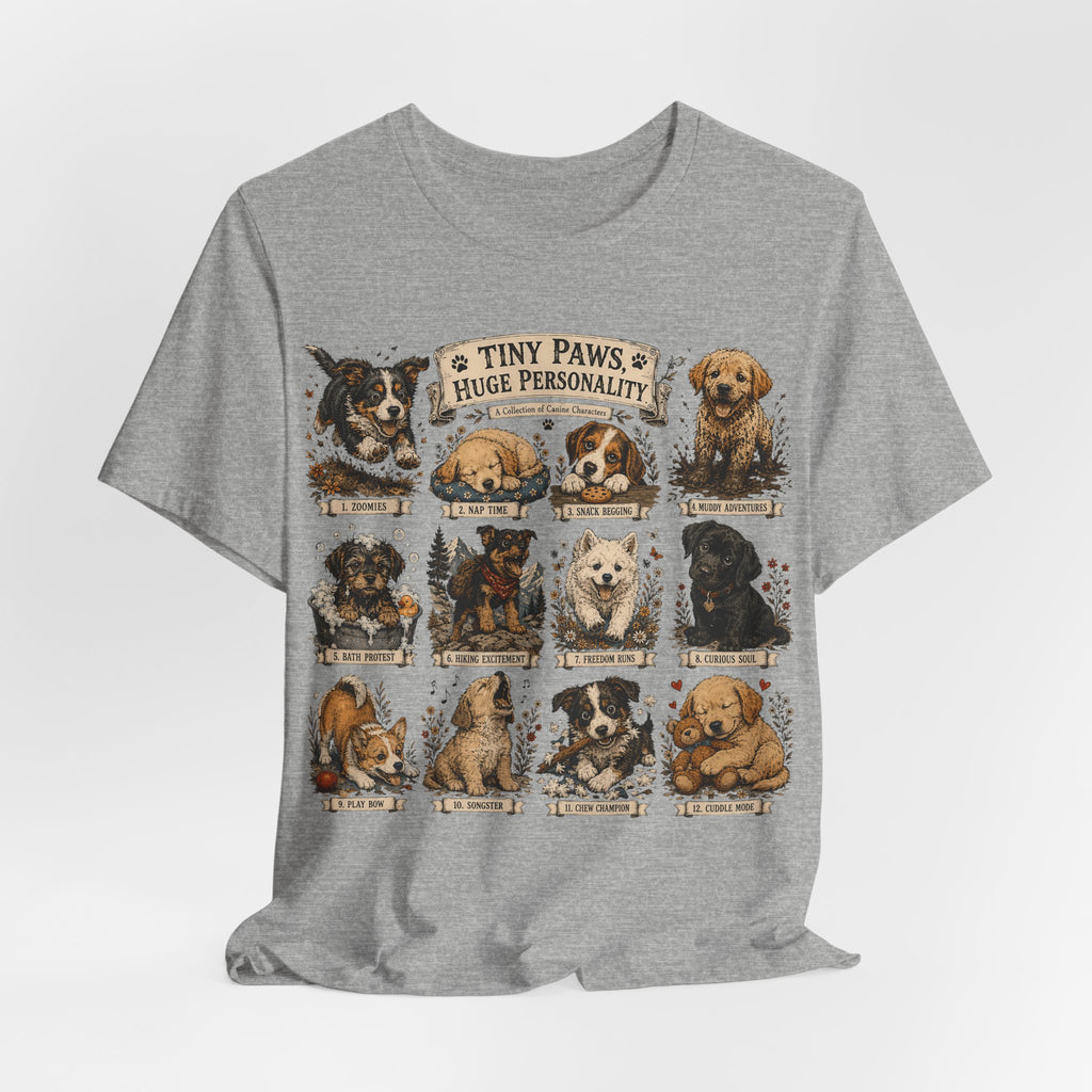 Tiny Paws Huge Personality Puppy Tee — Cute Dog Breed Collage T-Shirt