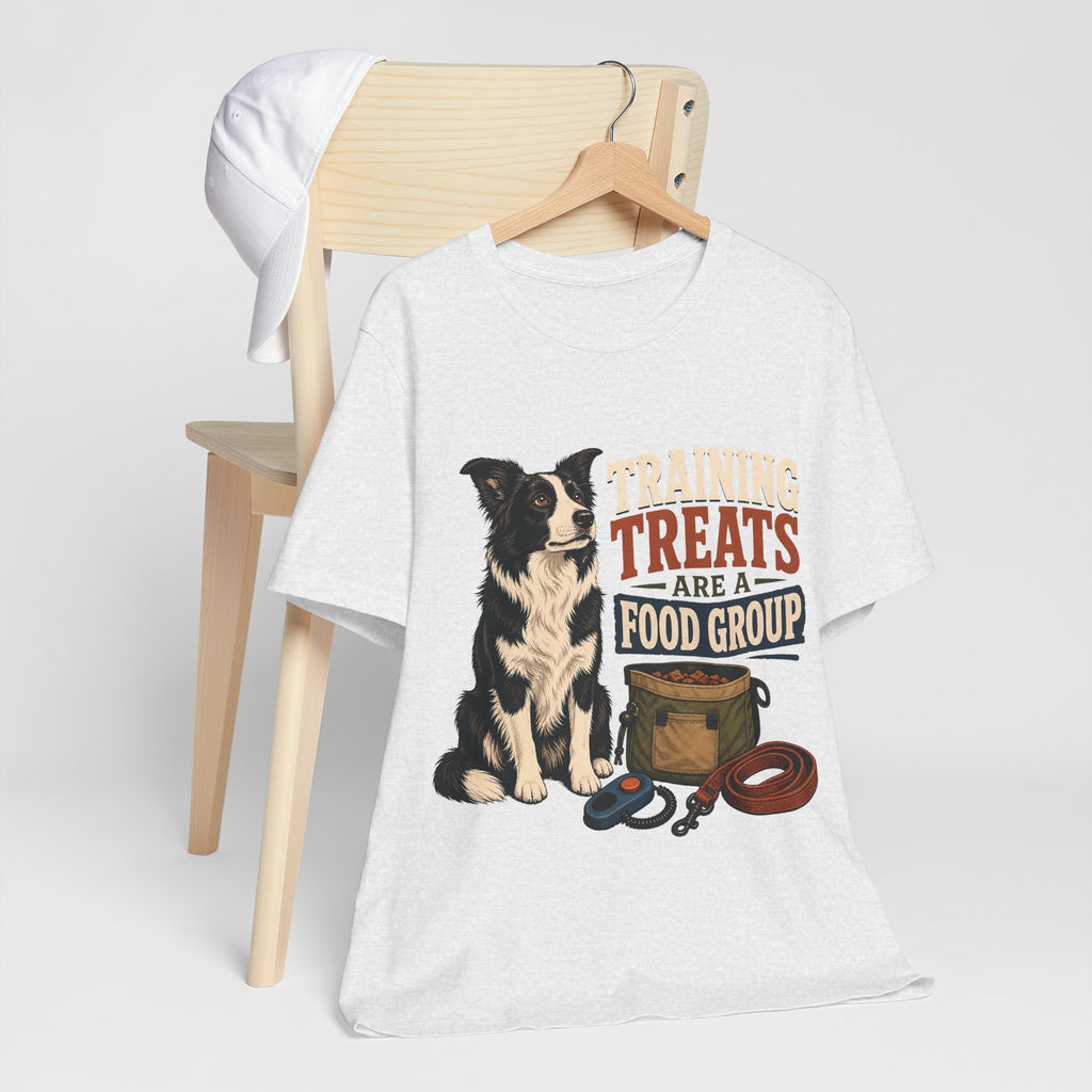 "Training Treats Are A Food Group" Dog Lover T-Shirt — Funny Dog Graphic Tee
