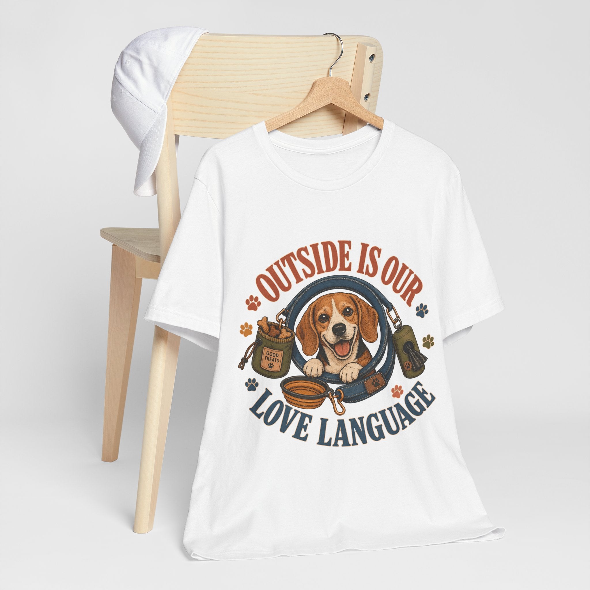 "Outside Is Our Love Language" Beagle T-Shirt — Retro Dog Lover Graphic Tee
