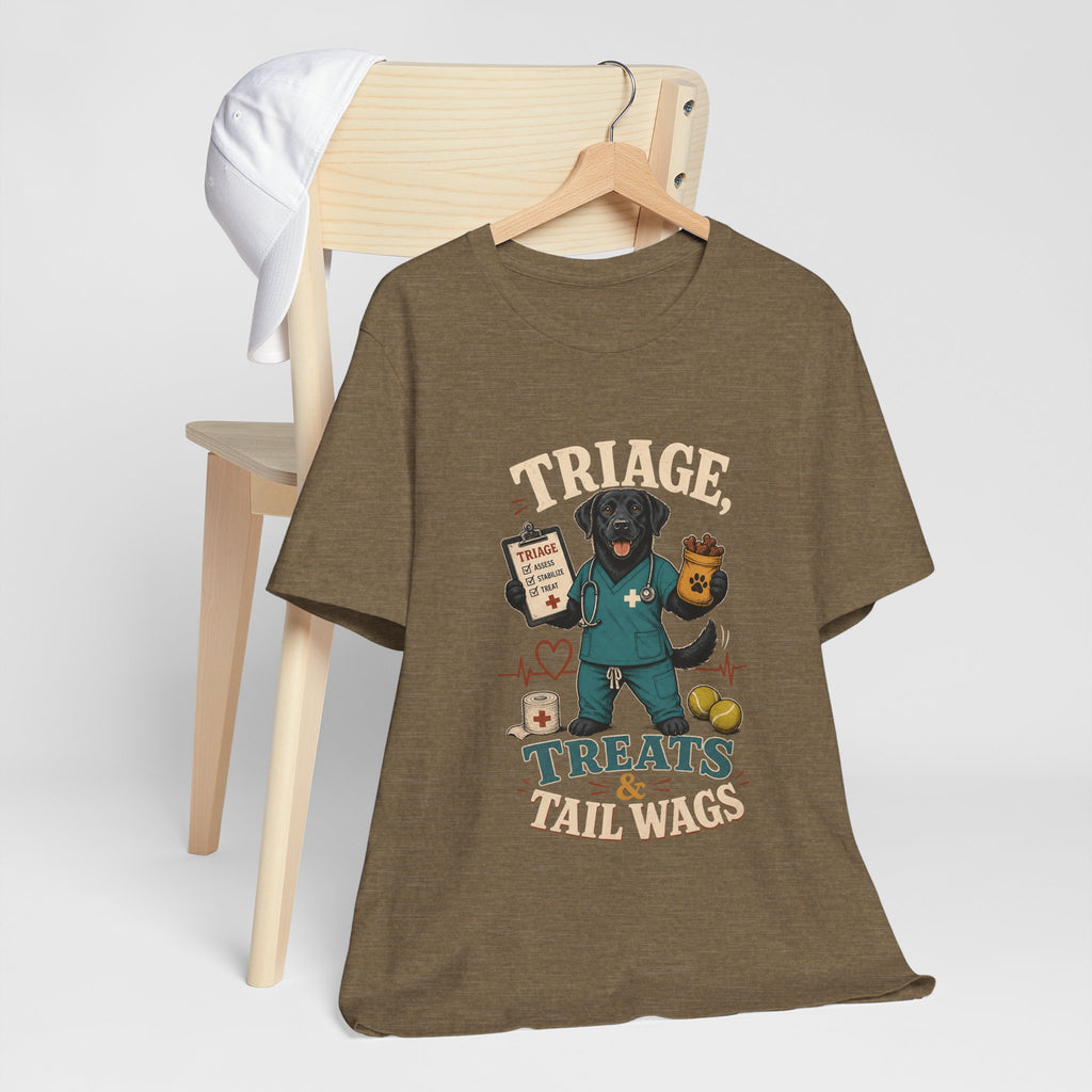 "Triage, Treats & Tail Wags" Dog Lover T-Shirt — Dog Nurse Graphic Tee
