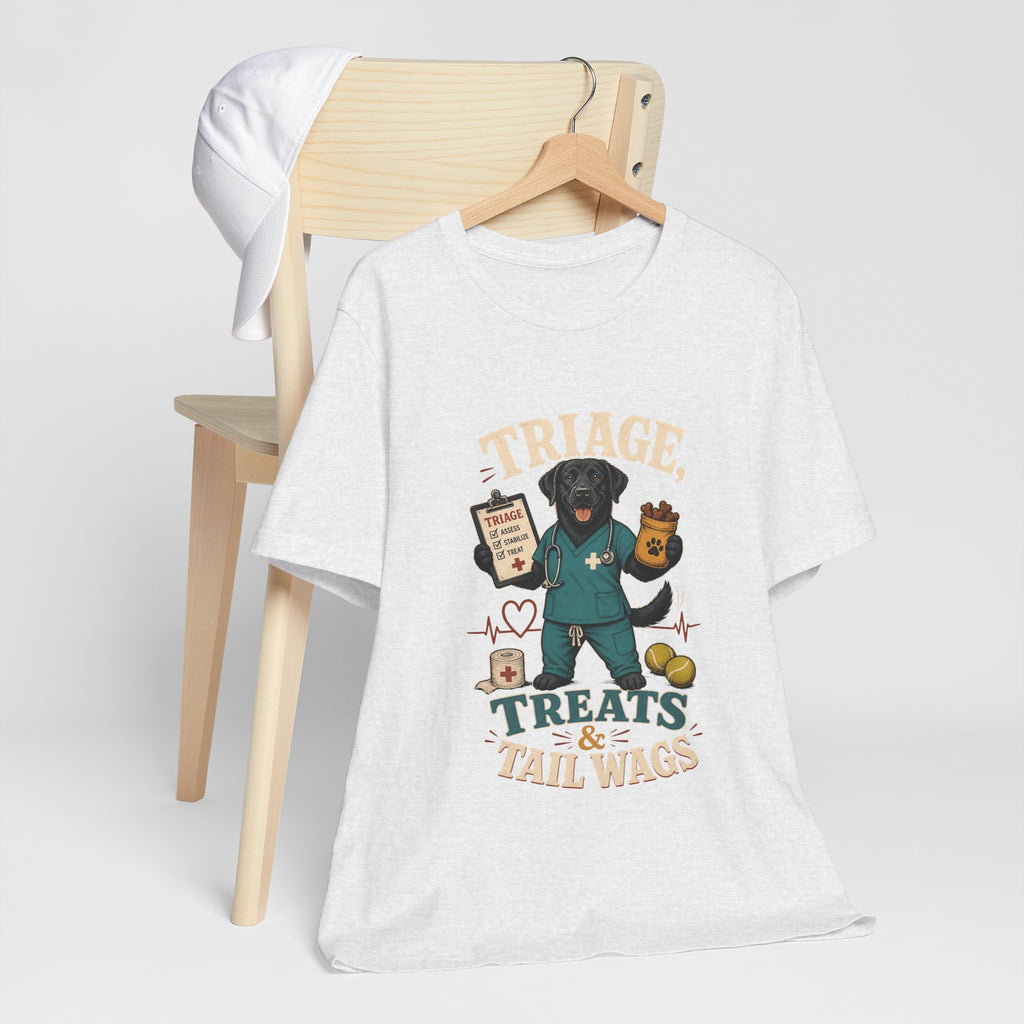 "Triage, Treats & Tail Wags" Dog Lover T-Shirt — Dog Nurse Graphic Tee