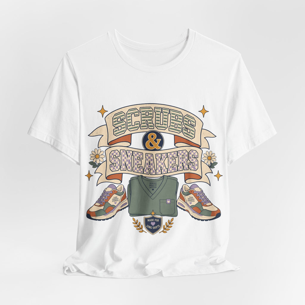 "Scrubs & Sneakers" — Preppy Nurse T-Shirt