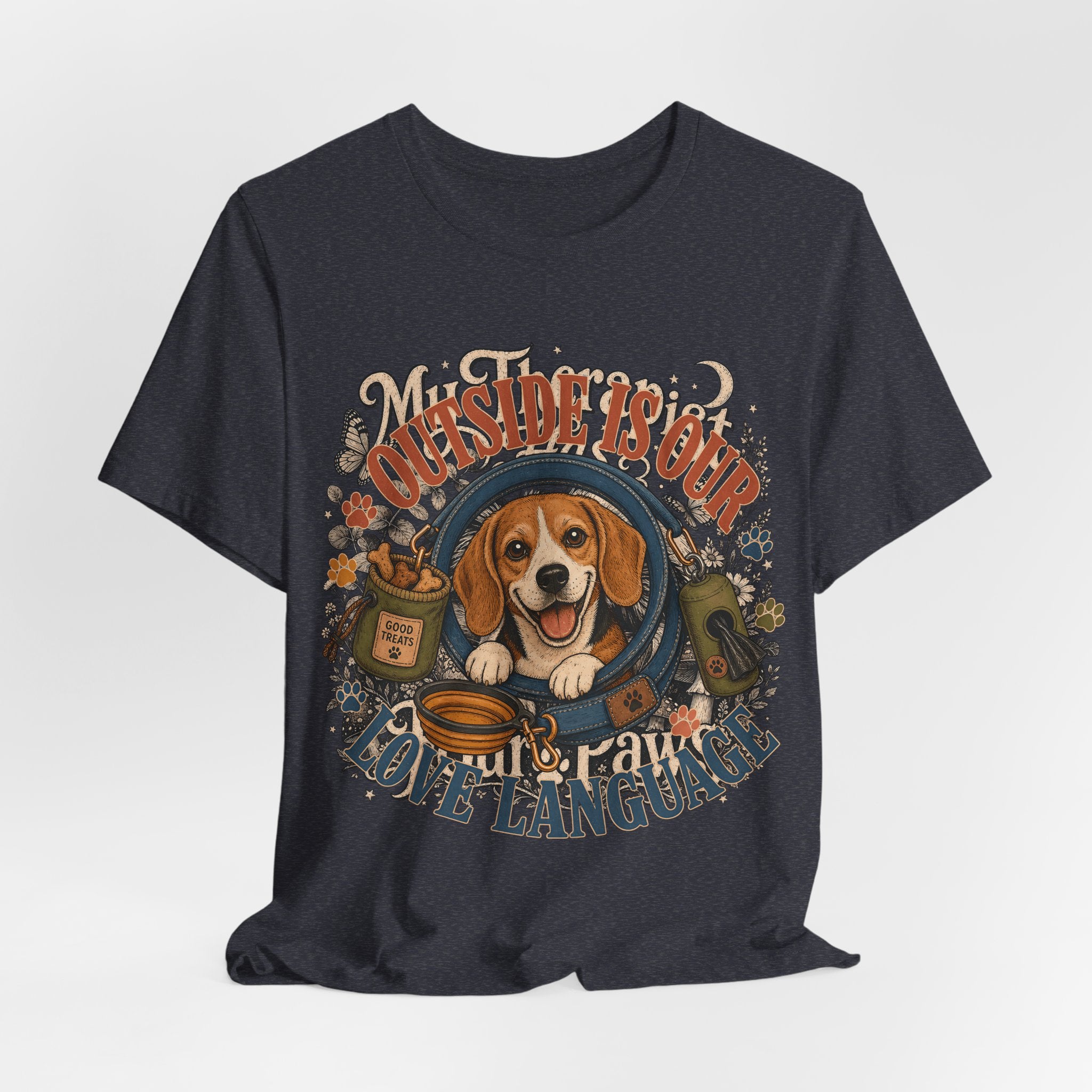 "Outside Is Our Love Language" Beagle T-Shirt — Retro Dog Lover Graphic Tee