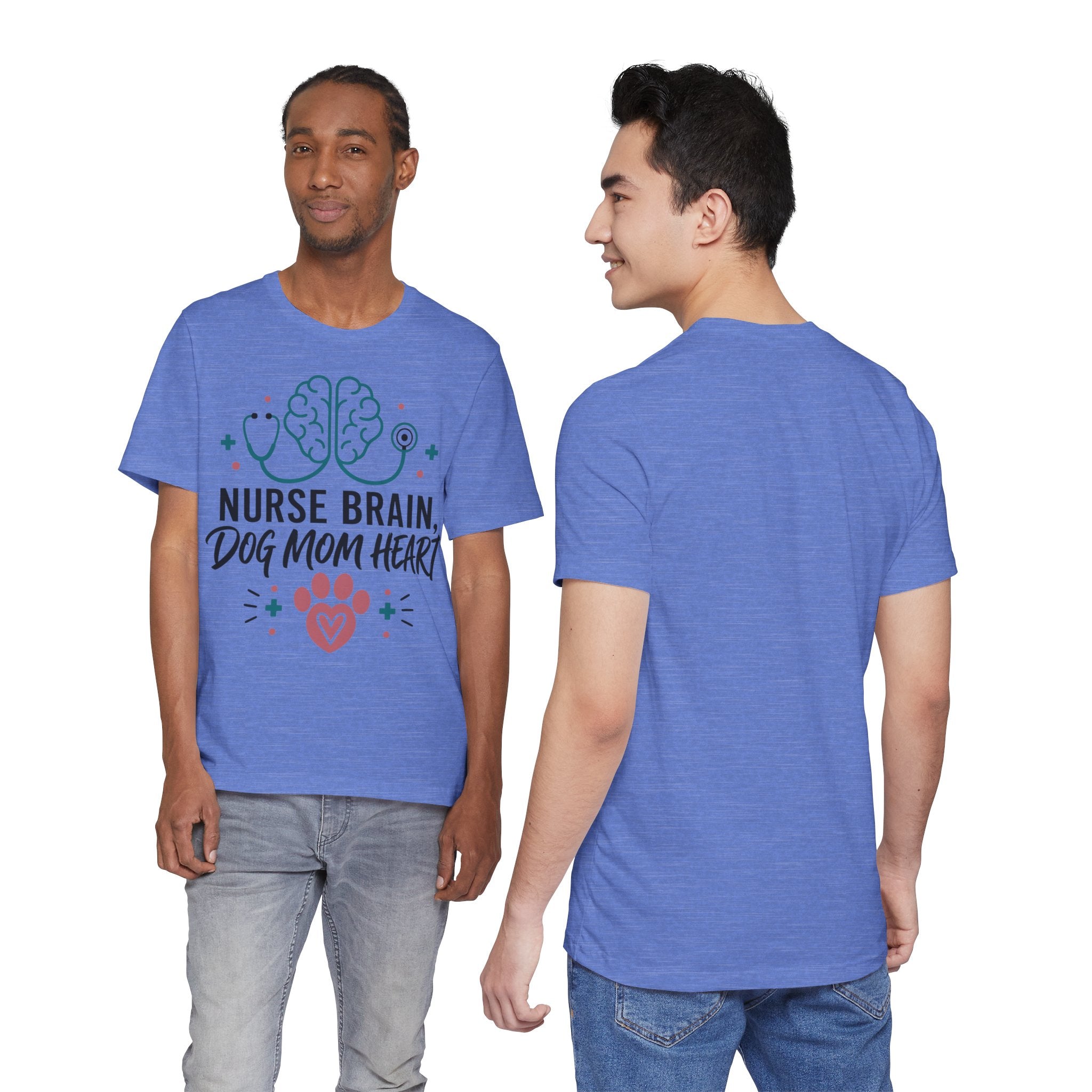 Nurse Brain Dog Mom Heart T‑Shirt - Cute Nurse & Dog Mom Graphic Tee