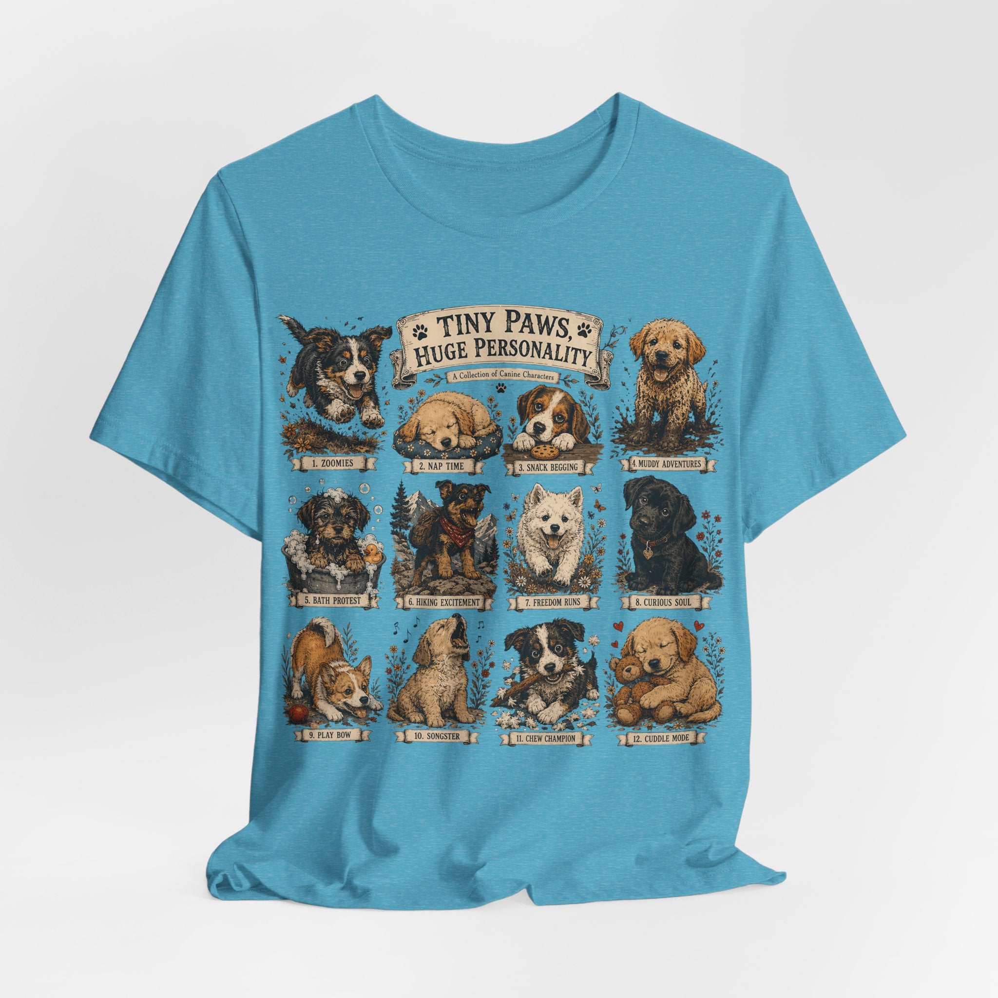 Tiny Paws Huge Personality Puppy Tee — Cute Dog Breed Collage T-Shirt