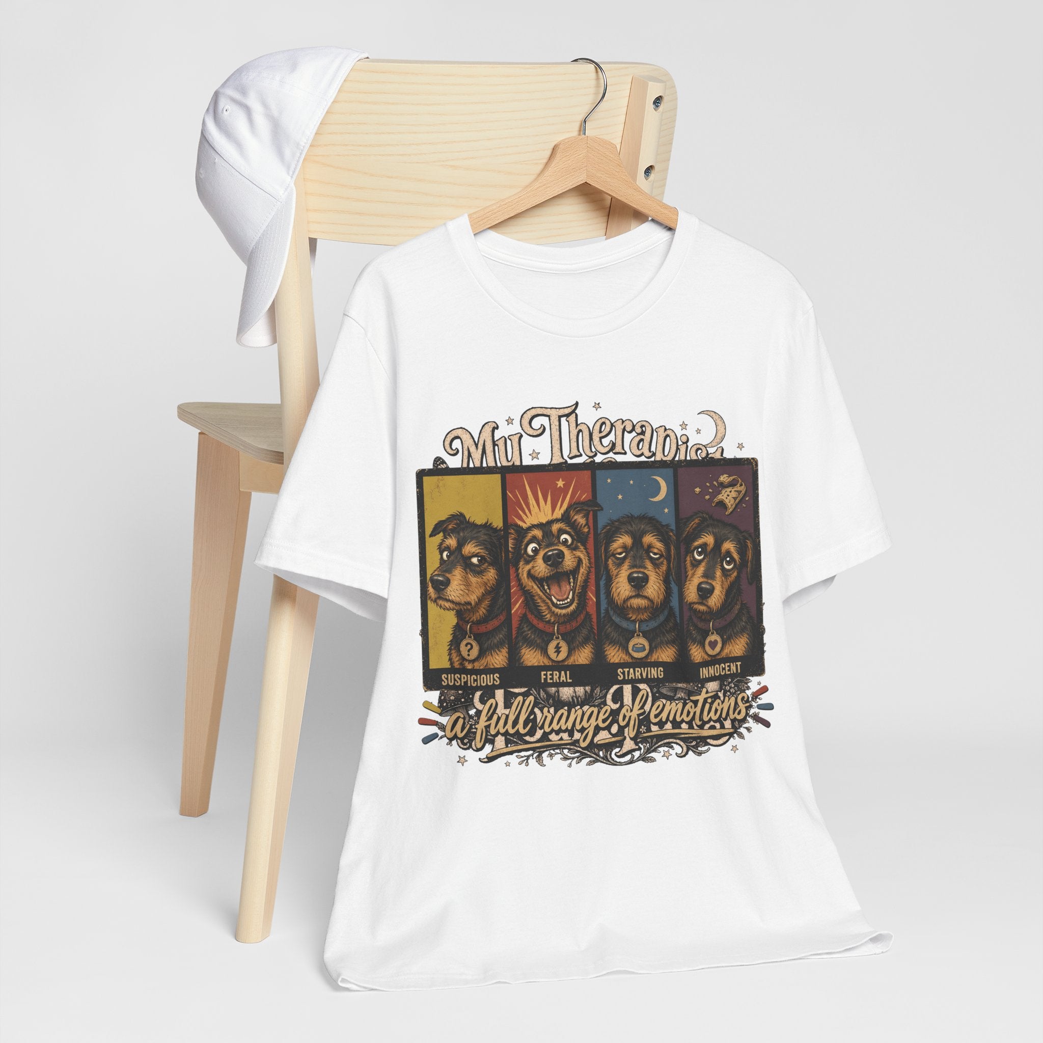 "A Full Range of Emotions" Dog T-Shirt — Funny Mood Chart Graphic Tee
