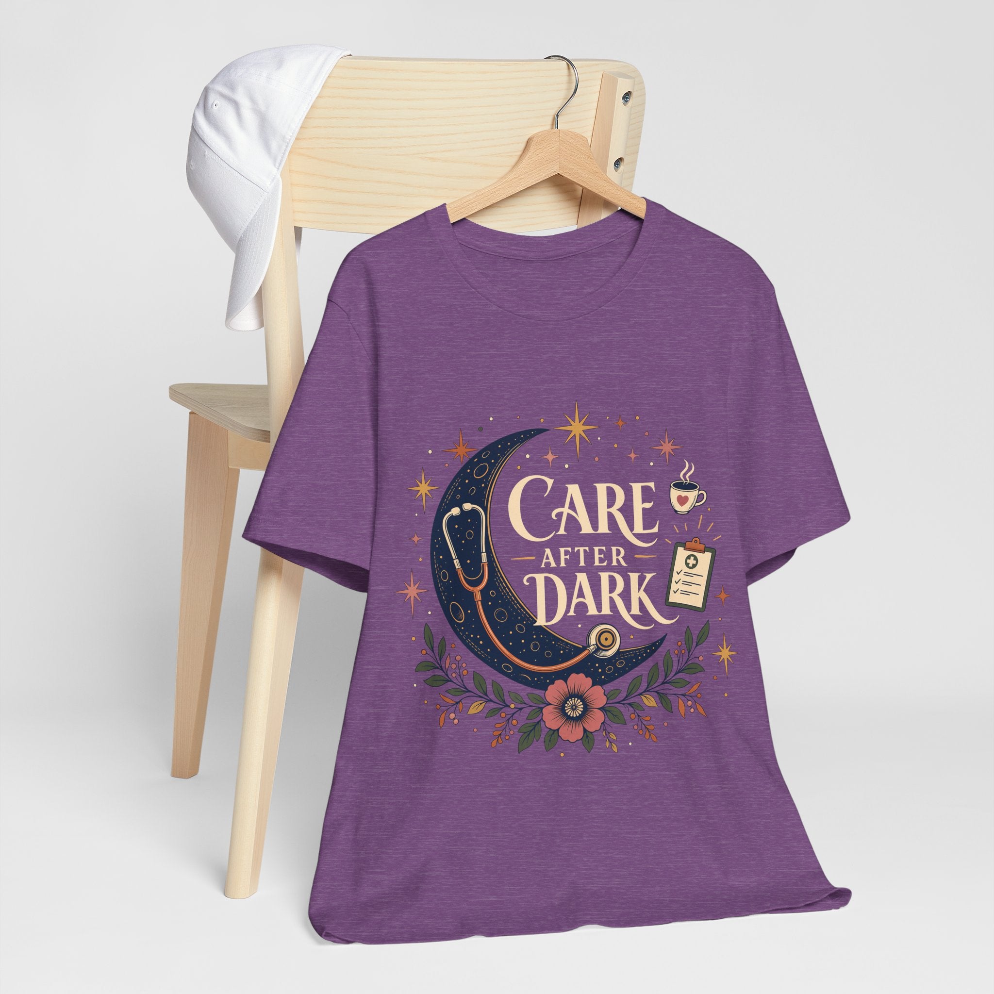 "Care After Dark" Night Shift Nurse T-Shirt — Celestial Nurse Graphic Tee