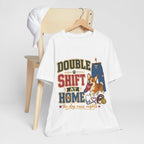 "Double Shift At Home" T-Shirt — Funny Nurse Dog Mom Graphic Tee