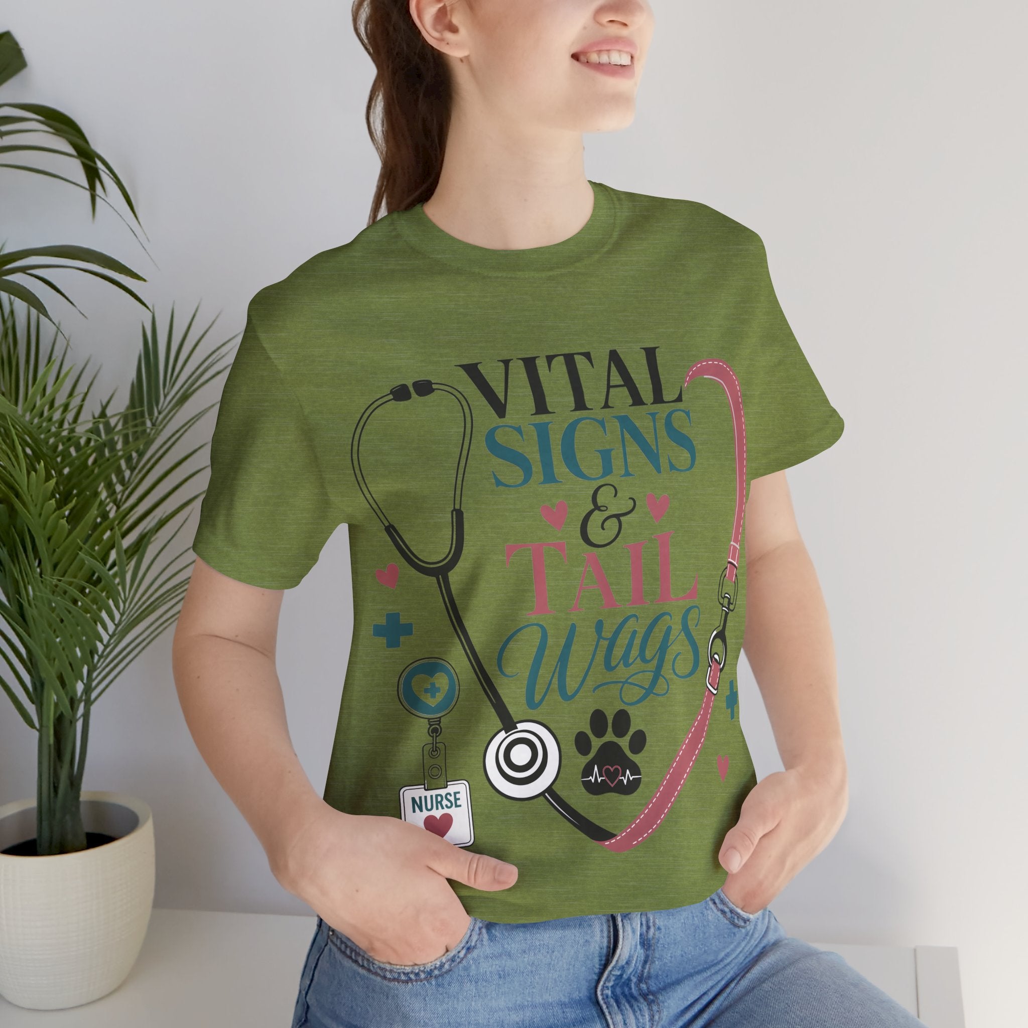 Vital Signs & Tail Wags Tee - Nurse Vet Stethoscope Paw Print T-Shirt