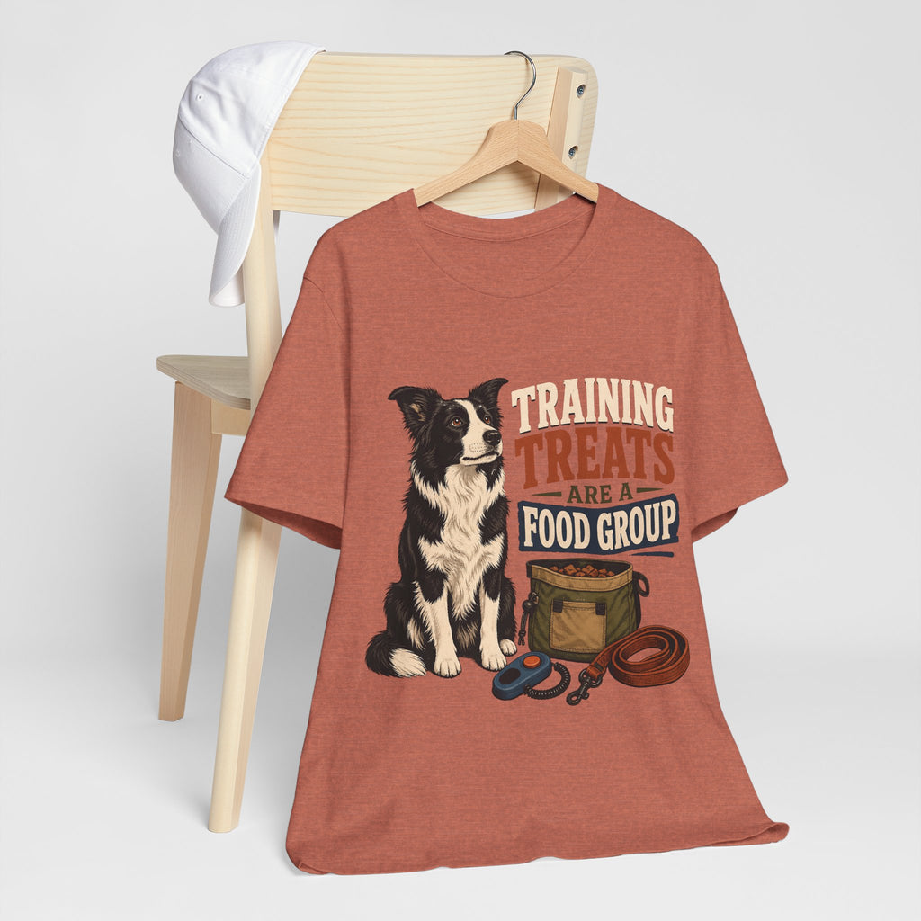 "Training Treats Are A Food Group" Dog Lover T-Shirt — Funny Dog Graphic Tee