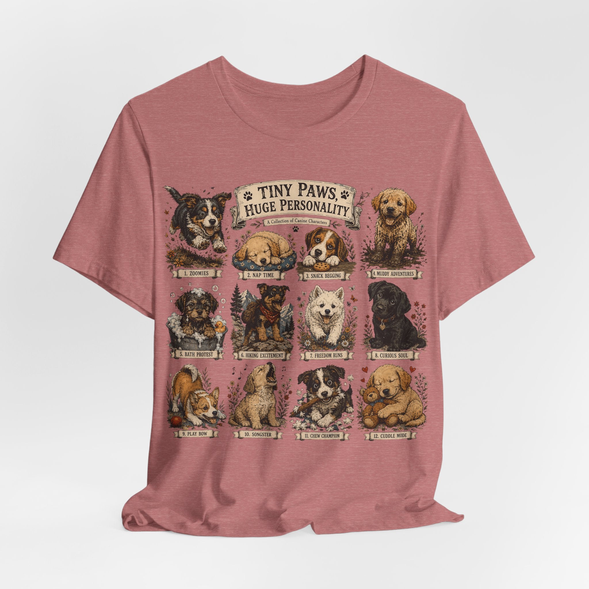 Tiny Paws Huge Personality Puppy Tee — Cute Dog Breed Collage T-Shirt