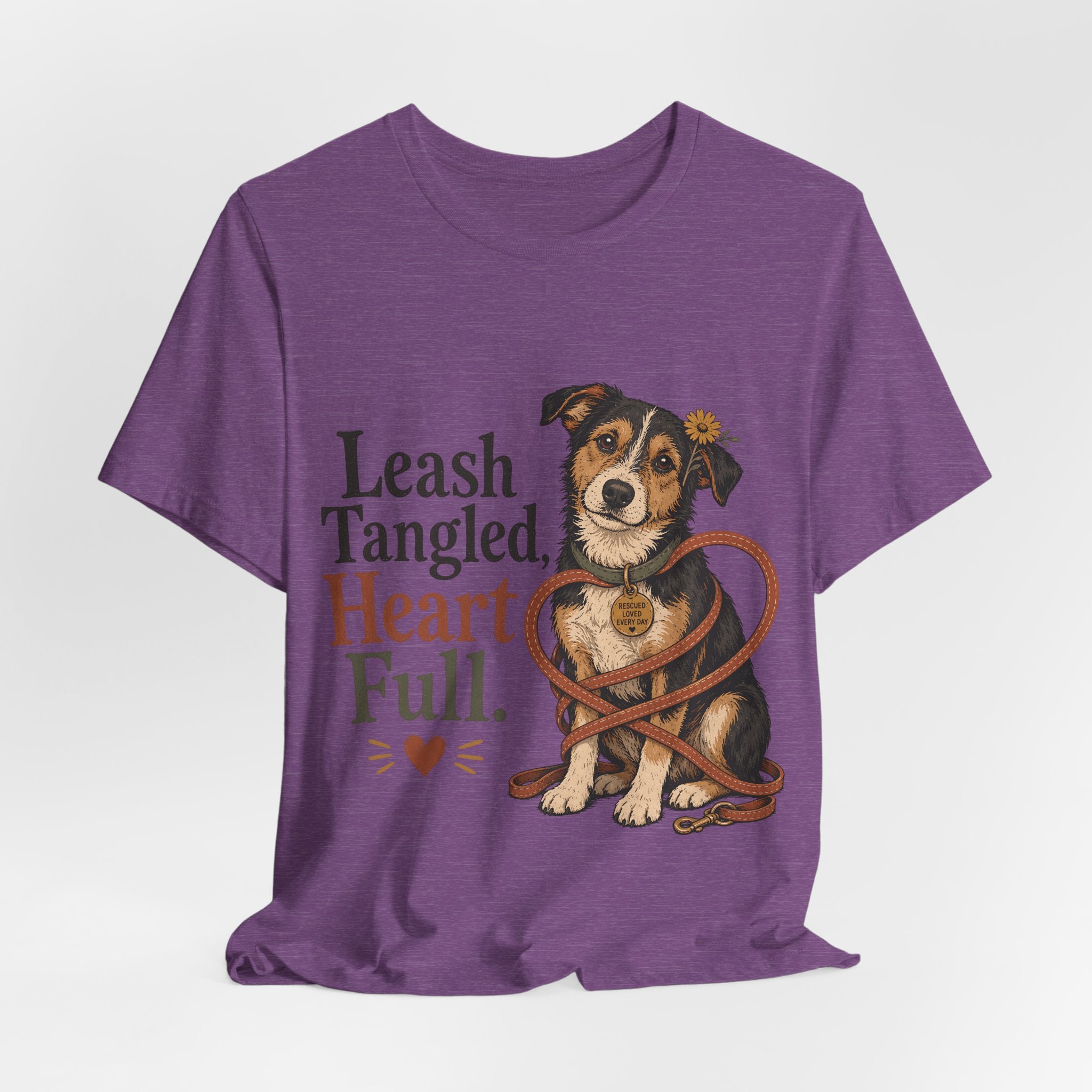 "Leash Tangled, Heart Full" Dog Lover T-Shirt — Dog Mom Graphic Tee