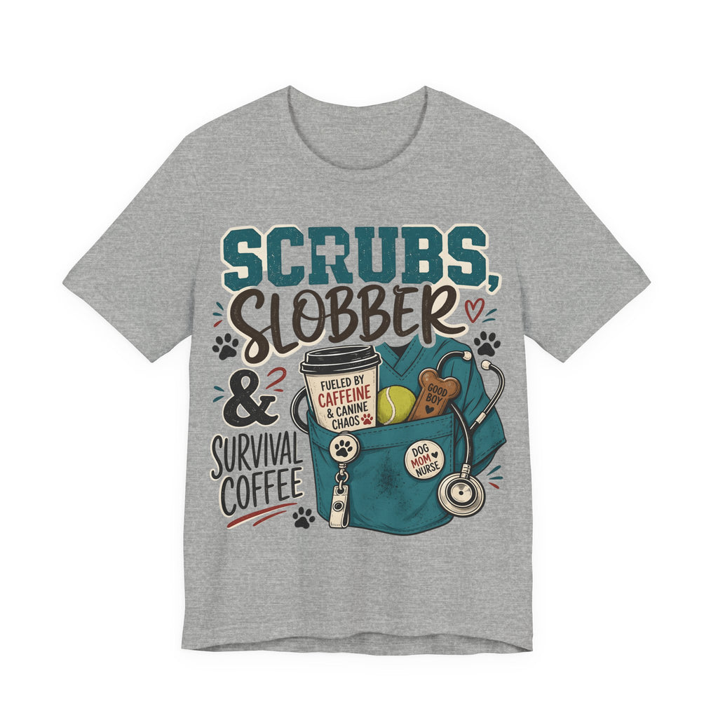 Scrubs, Slobber & Survival Coffee Tee — Funny Vet Nurse Shirt