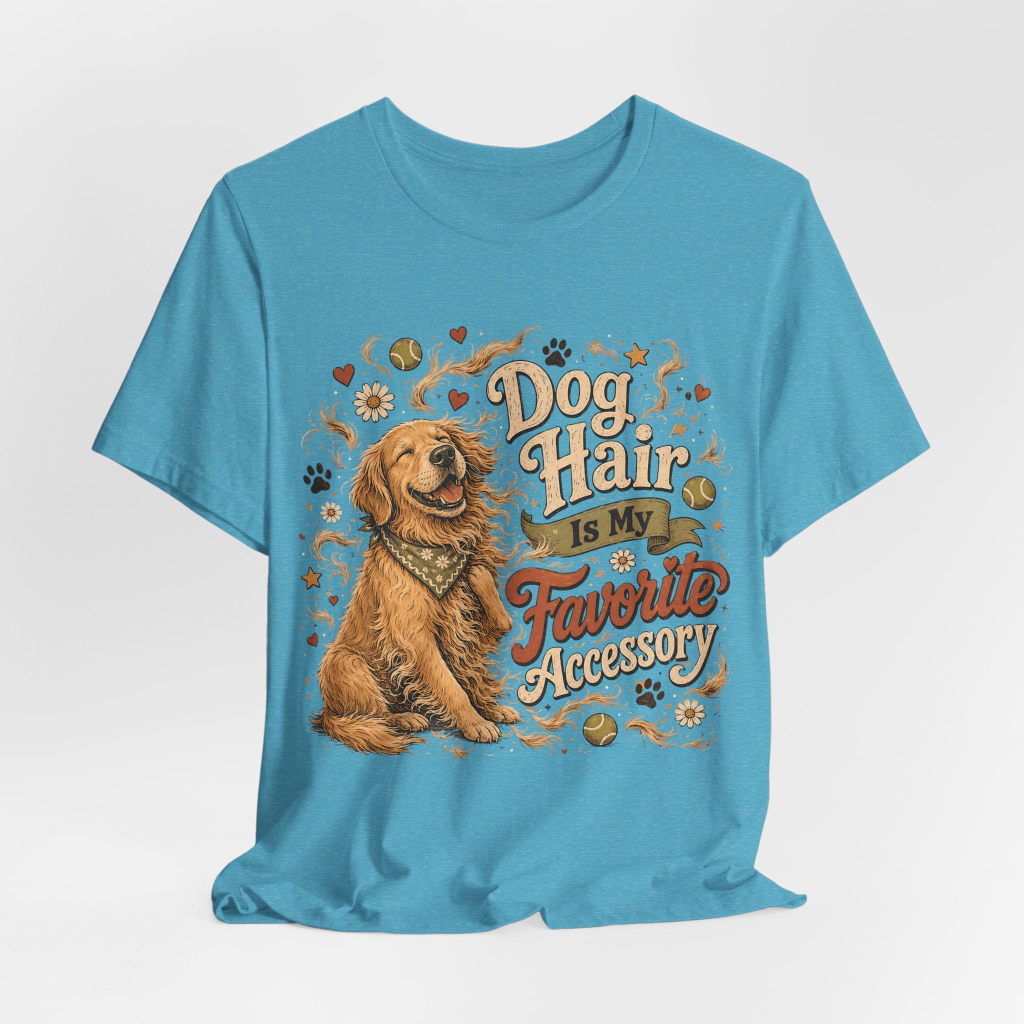 Dog Hair Is My Favorite Accessory T-Shirt — Cute Golden Retriever Tee for Dog Lovers