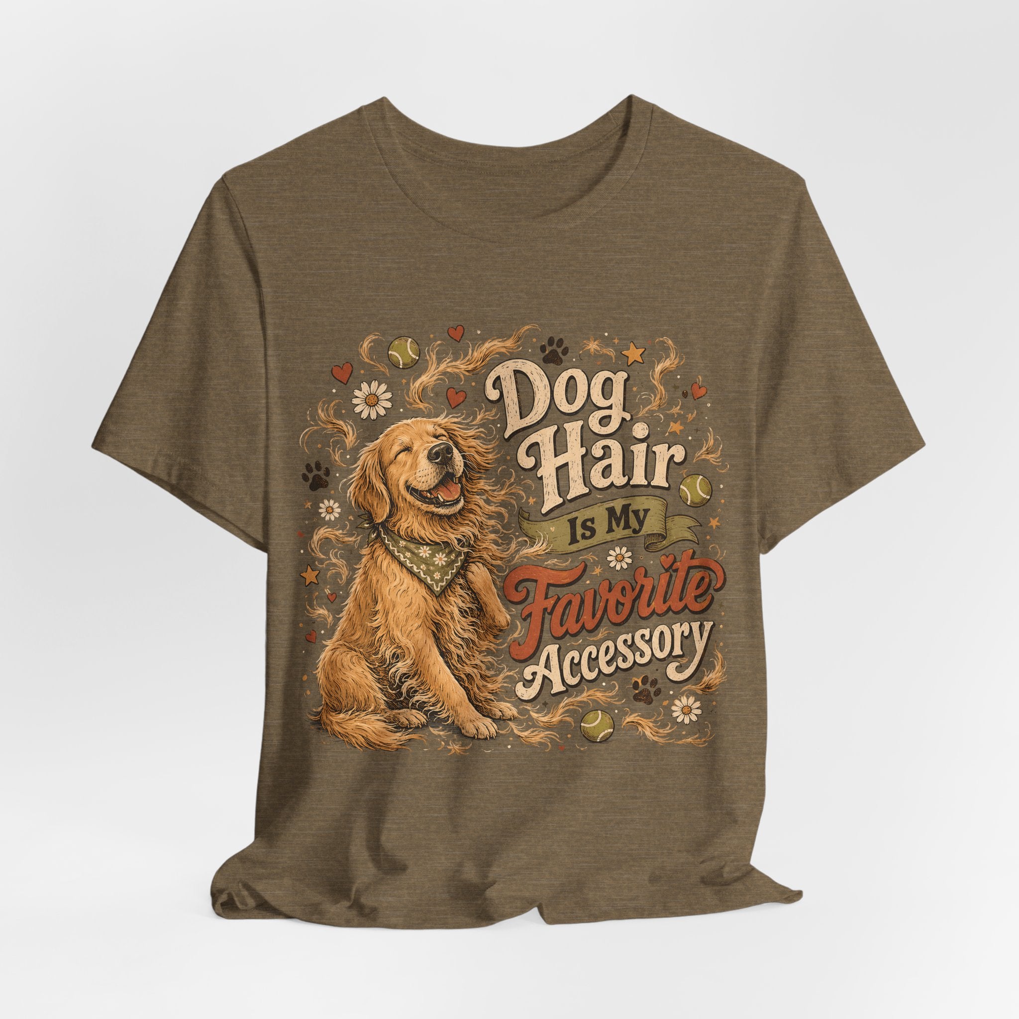 Dog Hair Is My Favorite Accessory T-Shirt — Cute Golden Retriever Tee for Dog Lovers