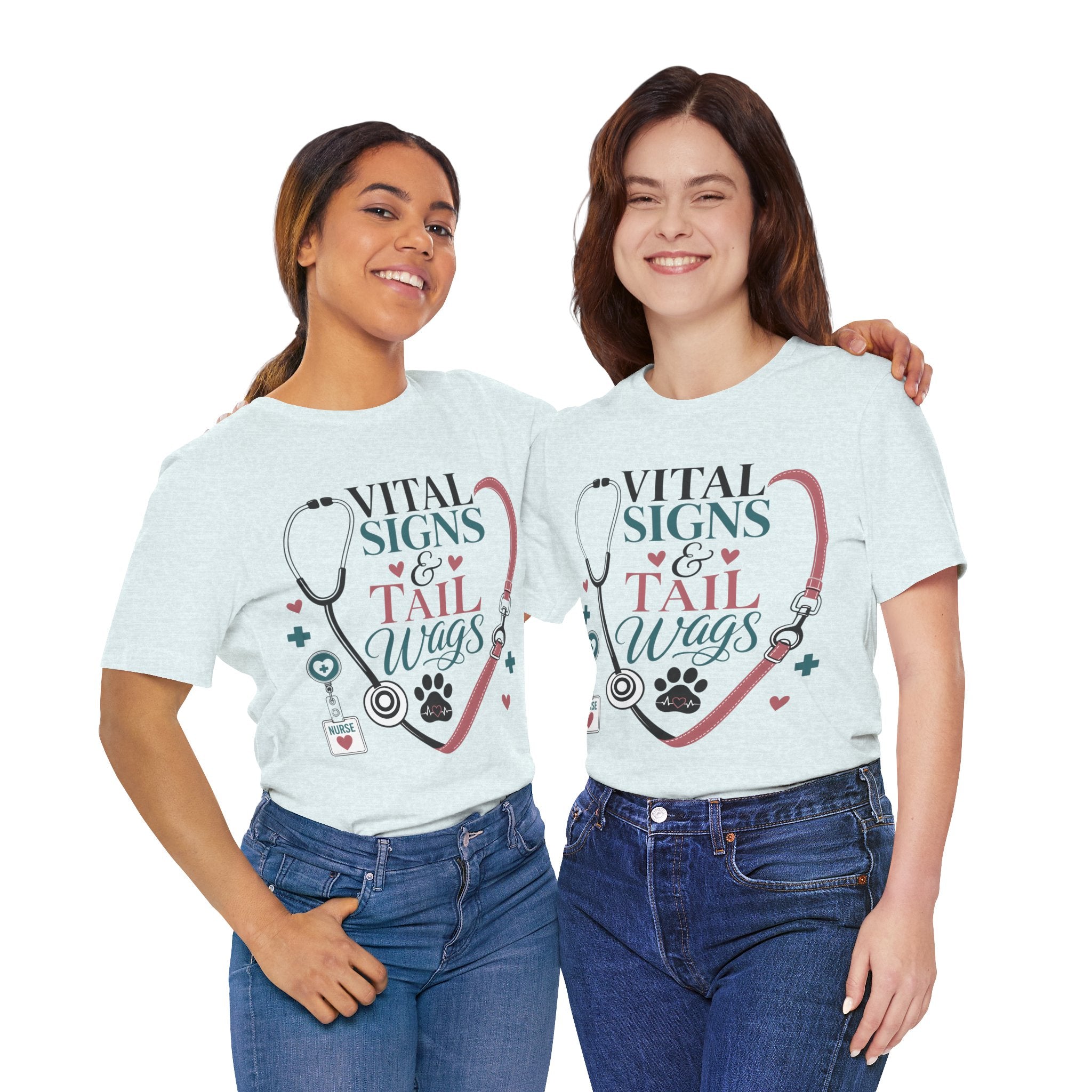 Vital Signs & Tail Wags Tee - Nurse Vet Stethoscope Paw Print T-Shirt