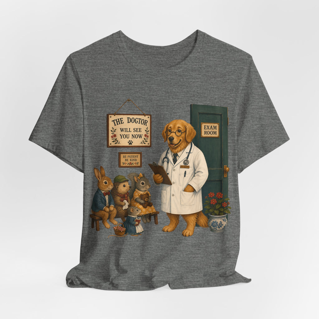 Dog Doctor Tee — Vintage Veterinary Illustration T-Shirt (The Doctor Will See You Now)