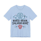 Nurse Brain Dog Mom Heart T‑Shirt - Cute Nurse & Dog Mom Graphic Tee