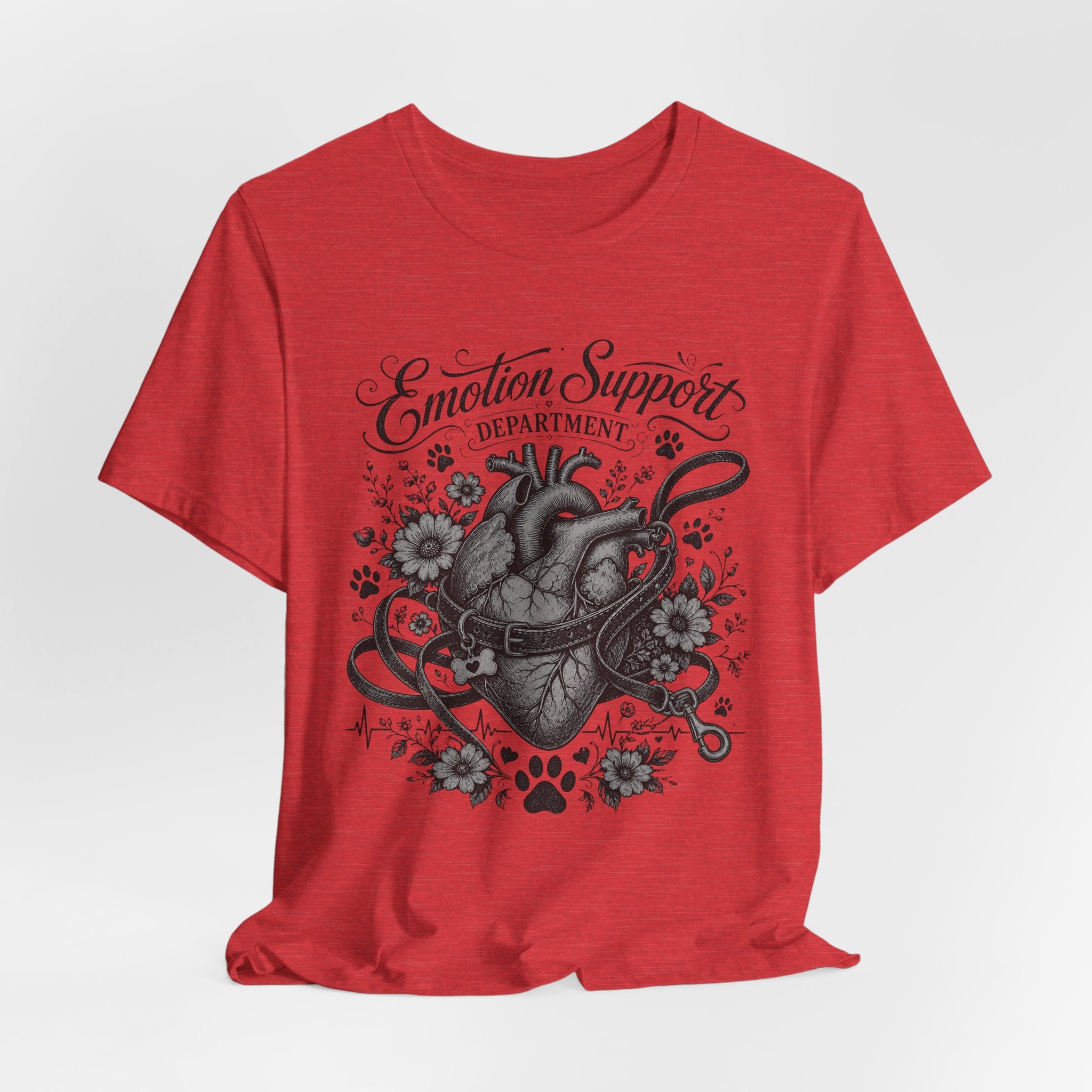 Emotion Support Department Tee — Anatomical Heart Floral Graphic Shirt