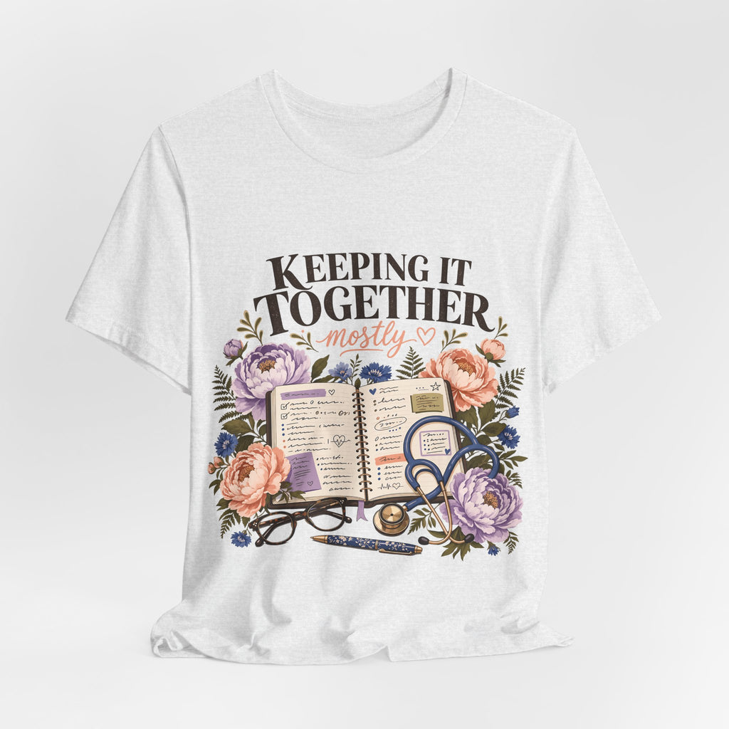 "Keeping It Together Mostly" — Botanical Nurse T-Shirt