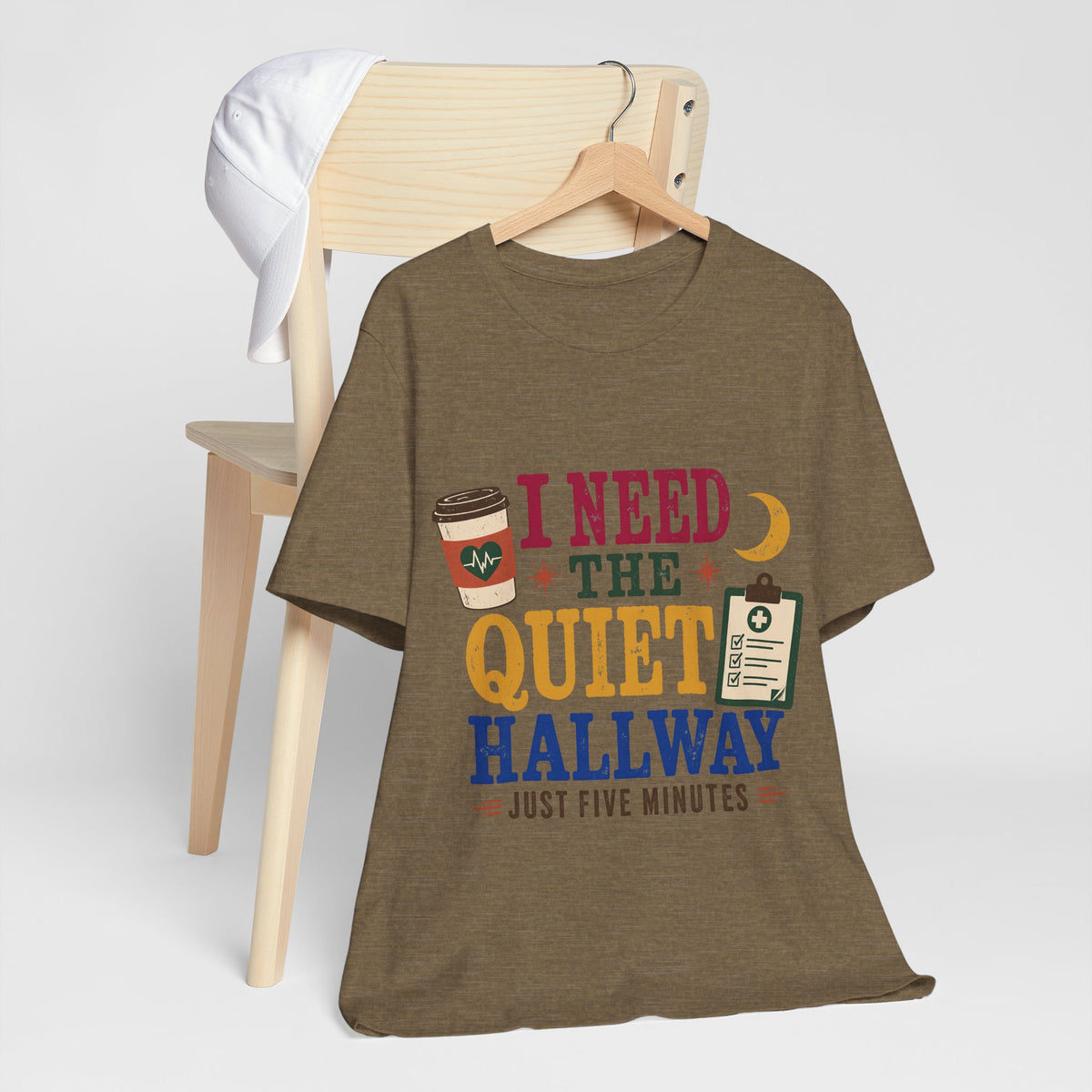 "Just Five Minutes" T-Shirt — Retro Quiet Hallway Nurse Graphic Tee