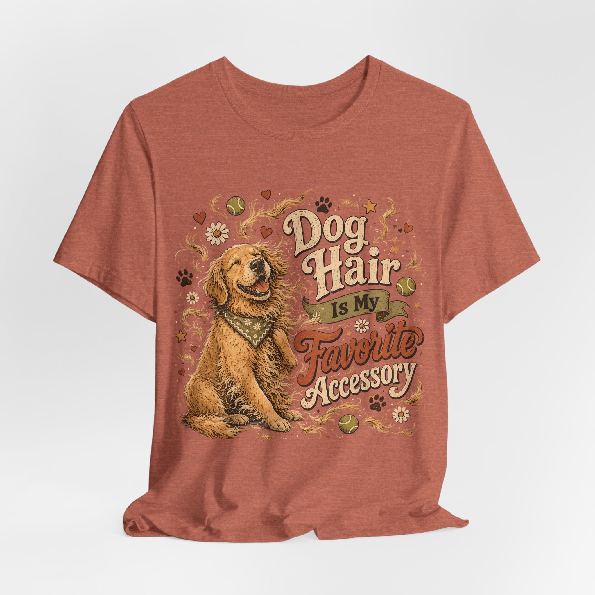 Dog Hair Is My Favorite Accessory T-Shirt — Cute Golden Retriever Tee for Dog Lovers