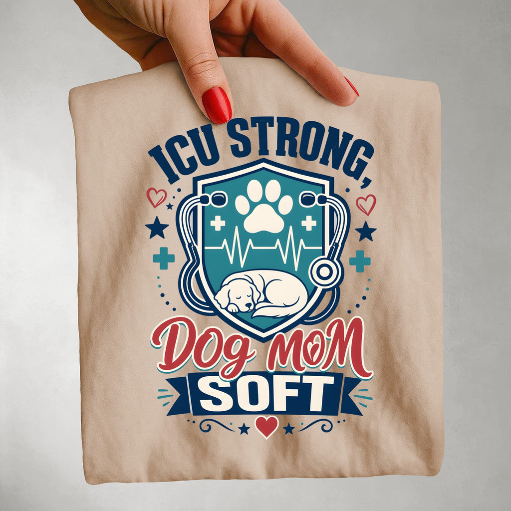 ICU Strong Dog Mom Tee - Nurse Dog Paw Rescue Shirt