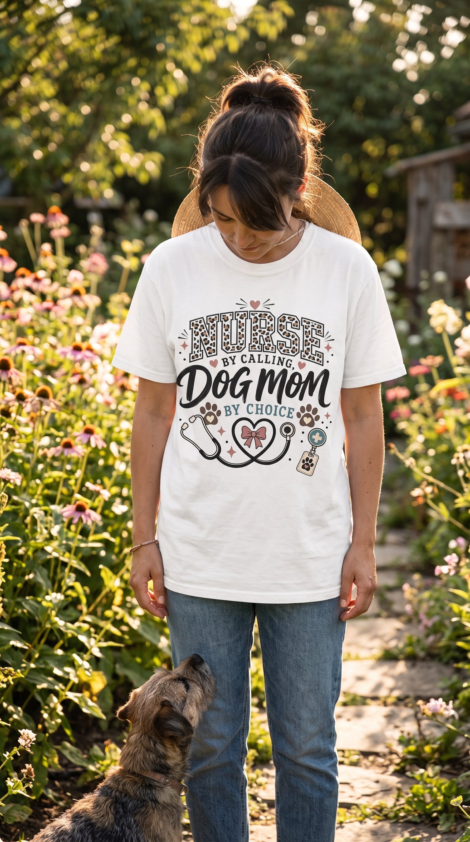 Nurse by Calling Dog Mom by Choice T-Shirt — Veterinary Nurse & Dog Lover Tee