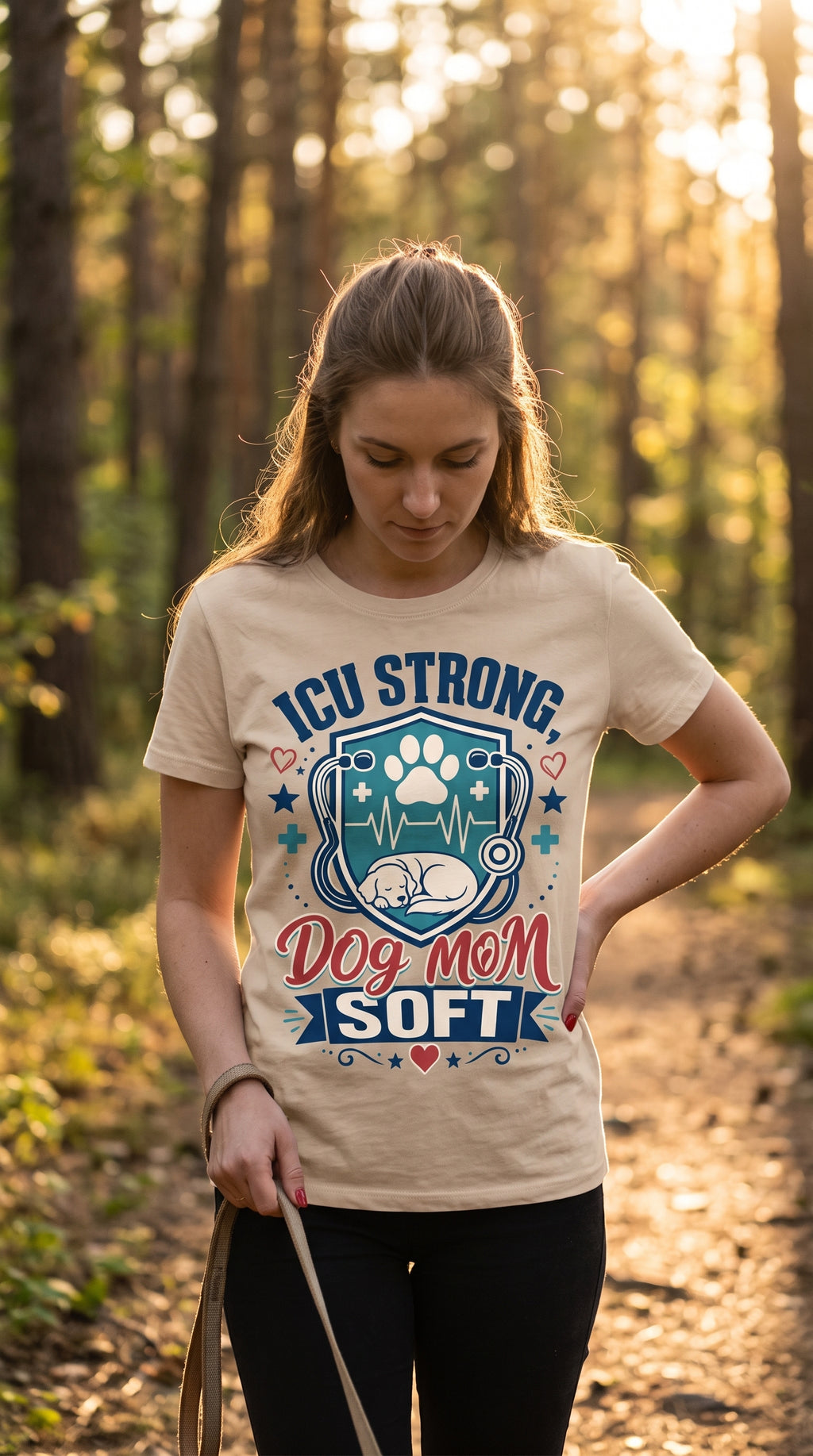 ICU Strong Dog Mom Tee - Nurse Dog Paw Rescue Shirt