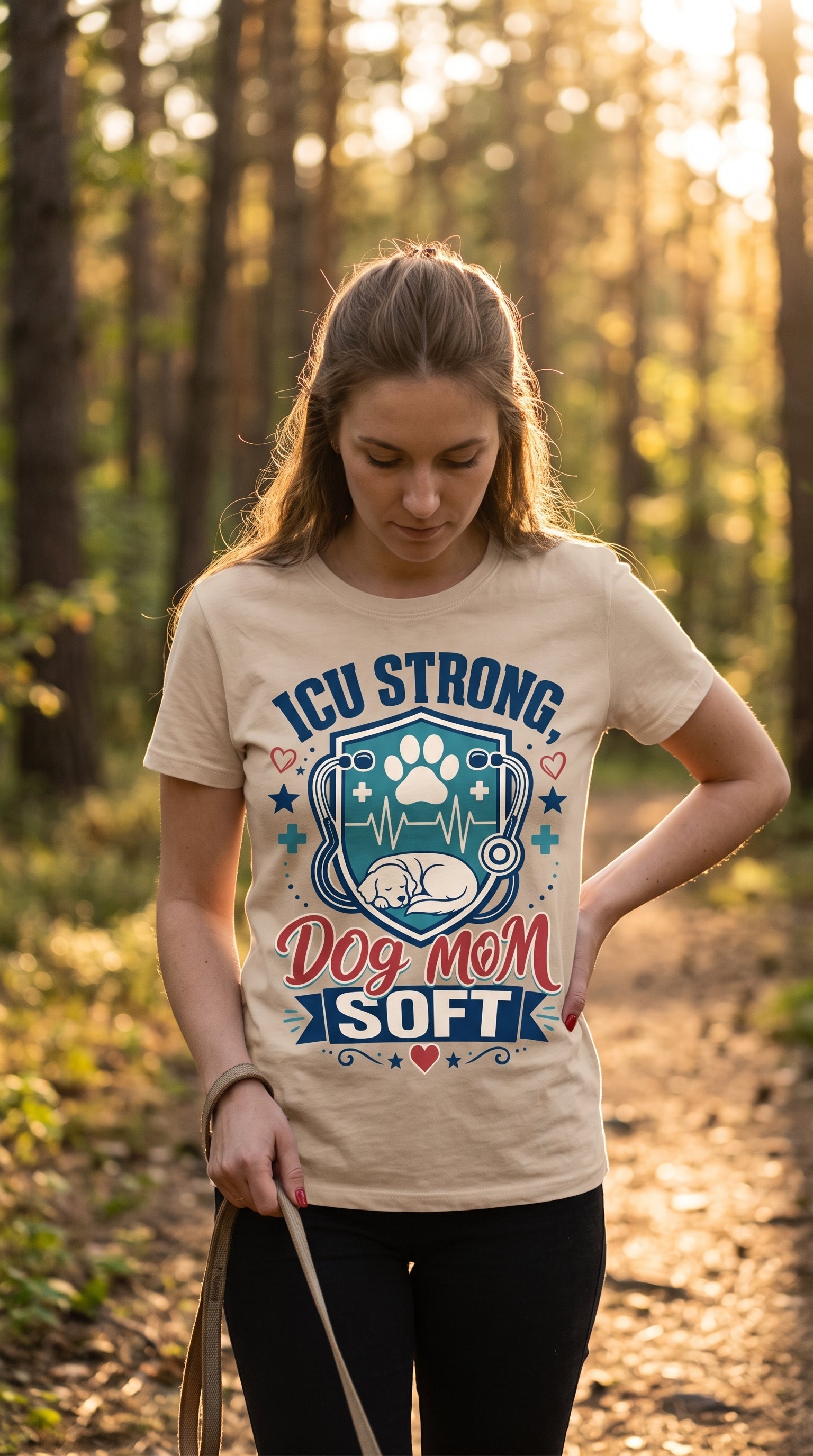 ICU Strong Dog Mom Tee - Nurse Dog Paw Rescue Shirt