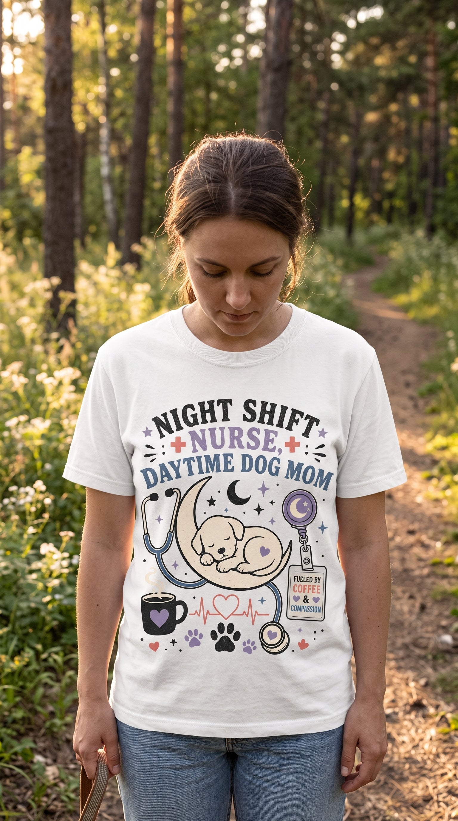 Night Shift Nurse Daytime Dog Mom T-Shirt