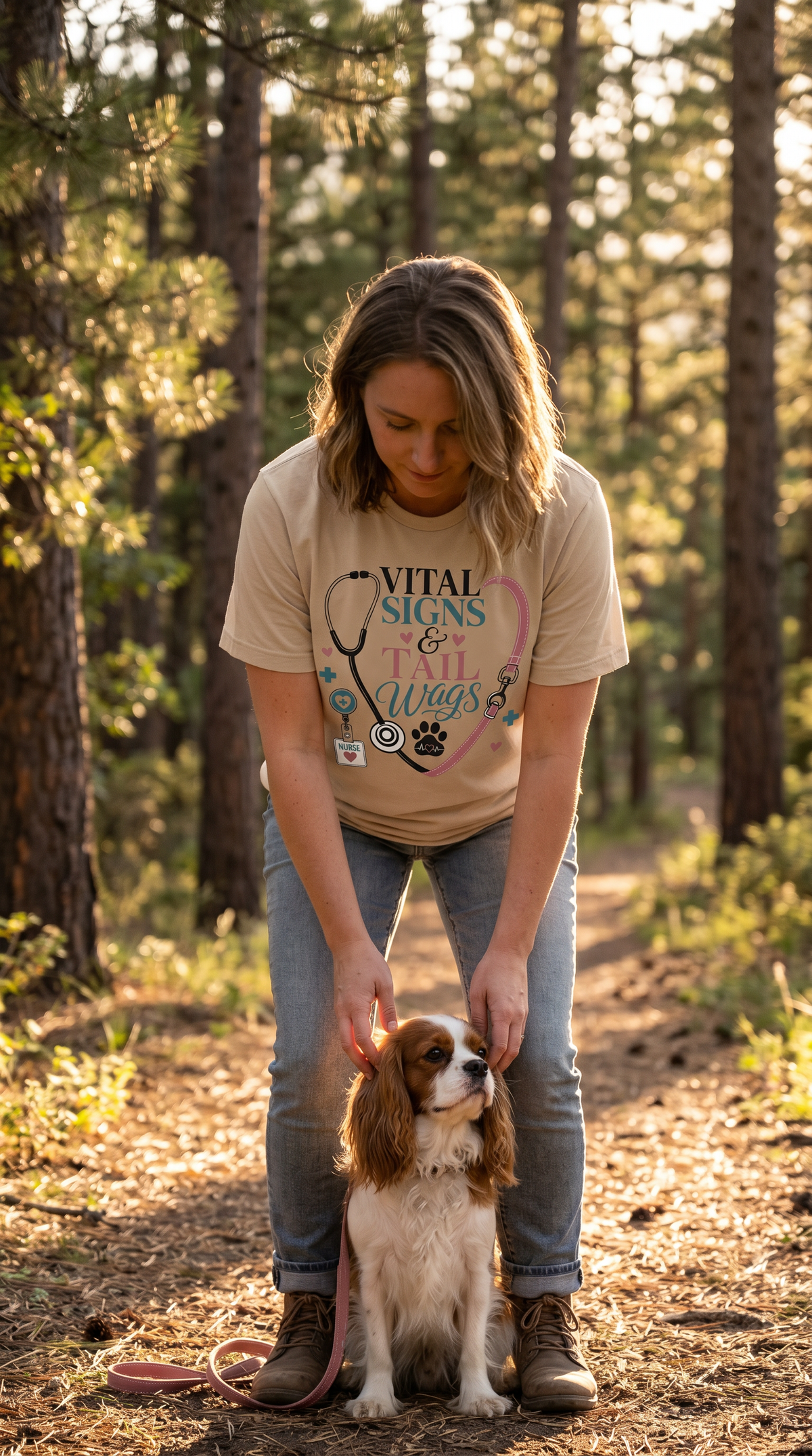 Vital Signs & Tail Wags Tee - Nurse Vet Stethoscope Paw Print T-Shirt