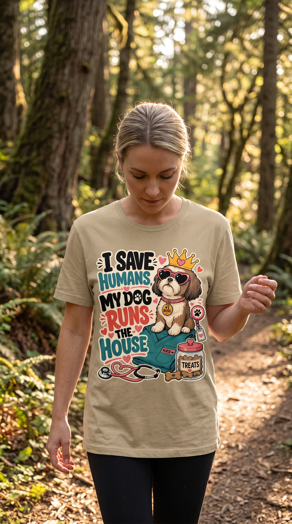 I Save Humans My Dog Runs The House T-Shirt — Funny Dog Lover Tee